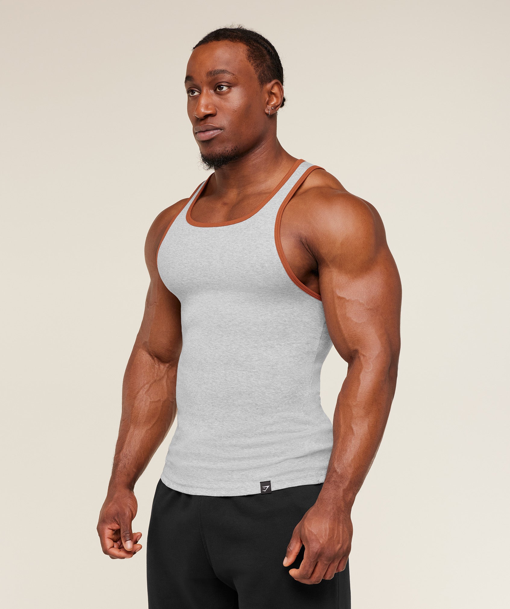 Gymshark Ribbed Tank 1Pk Light Grey Core Marl