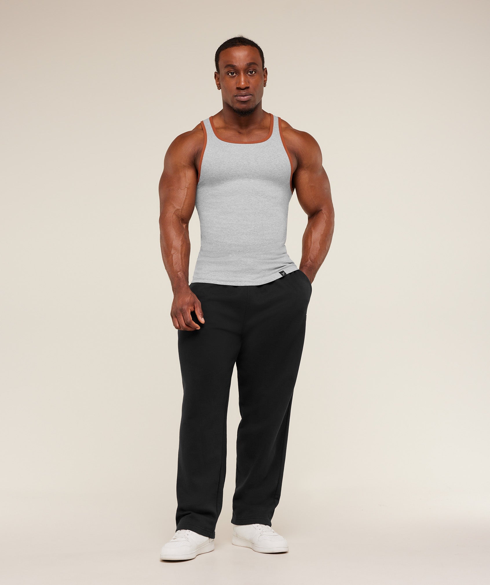 Gymshark Ribbed Tank 1Pk Light Grey Core Marl