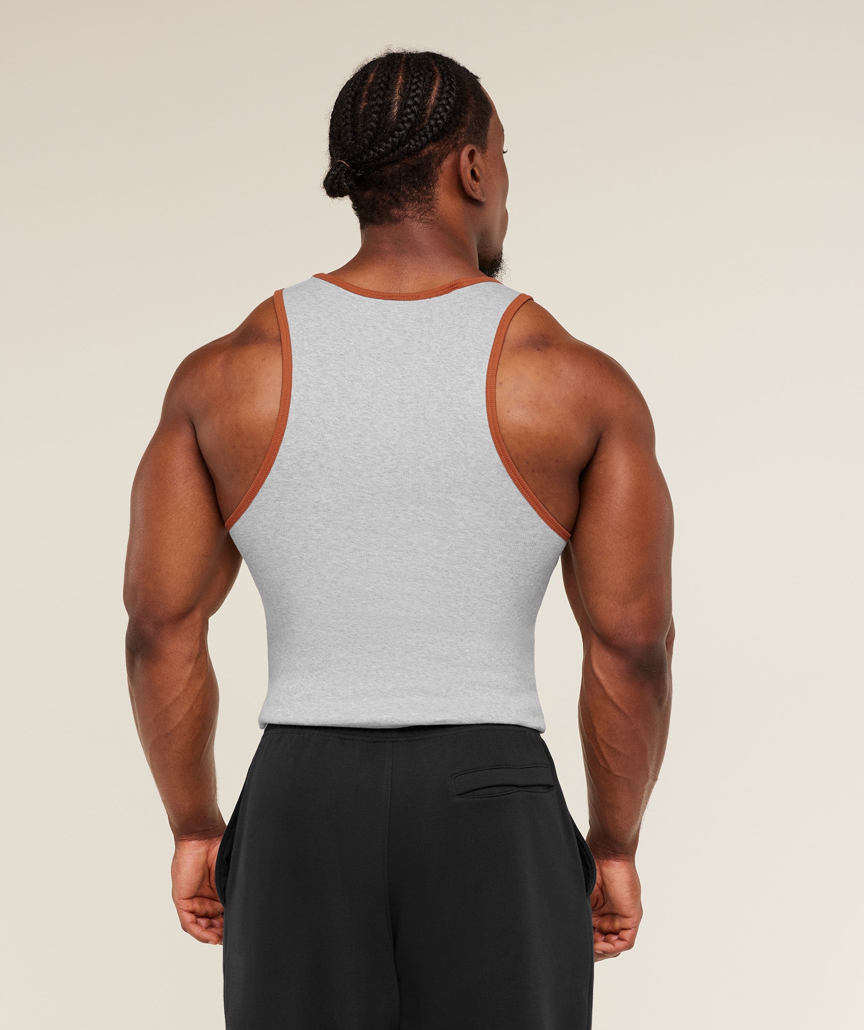 Gymshark Ribbed Tank 1Pk Light Grey Core Marl