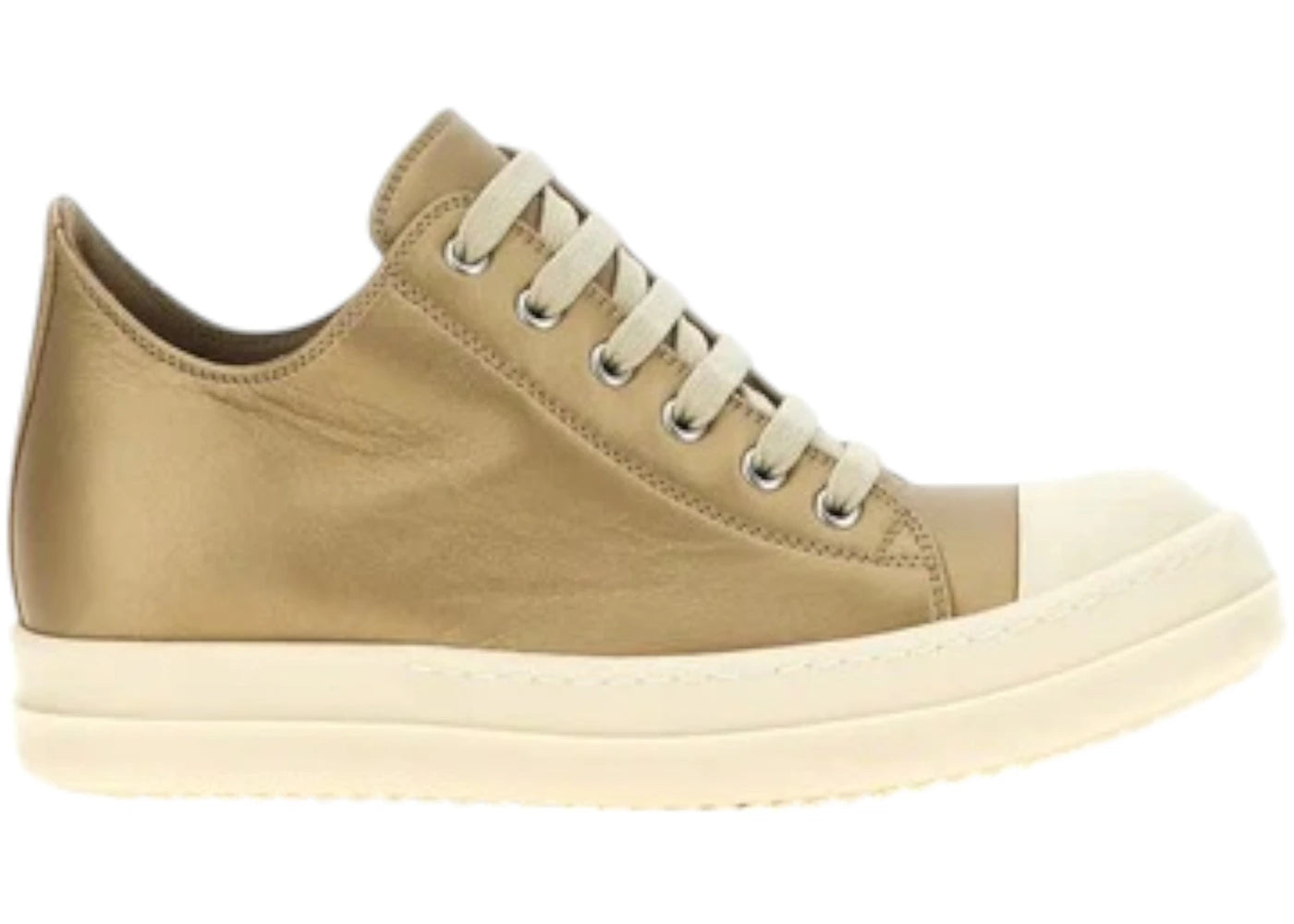 Rick Owens Metallic Low Sneaks Gold Milk
