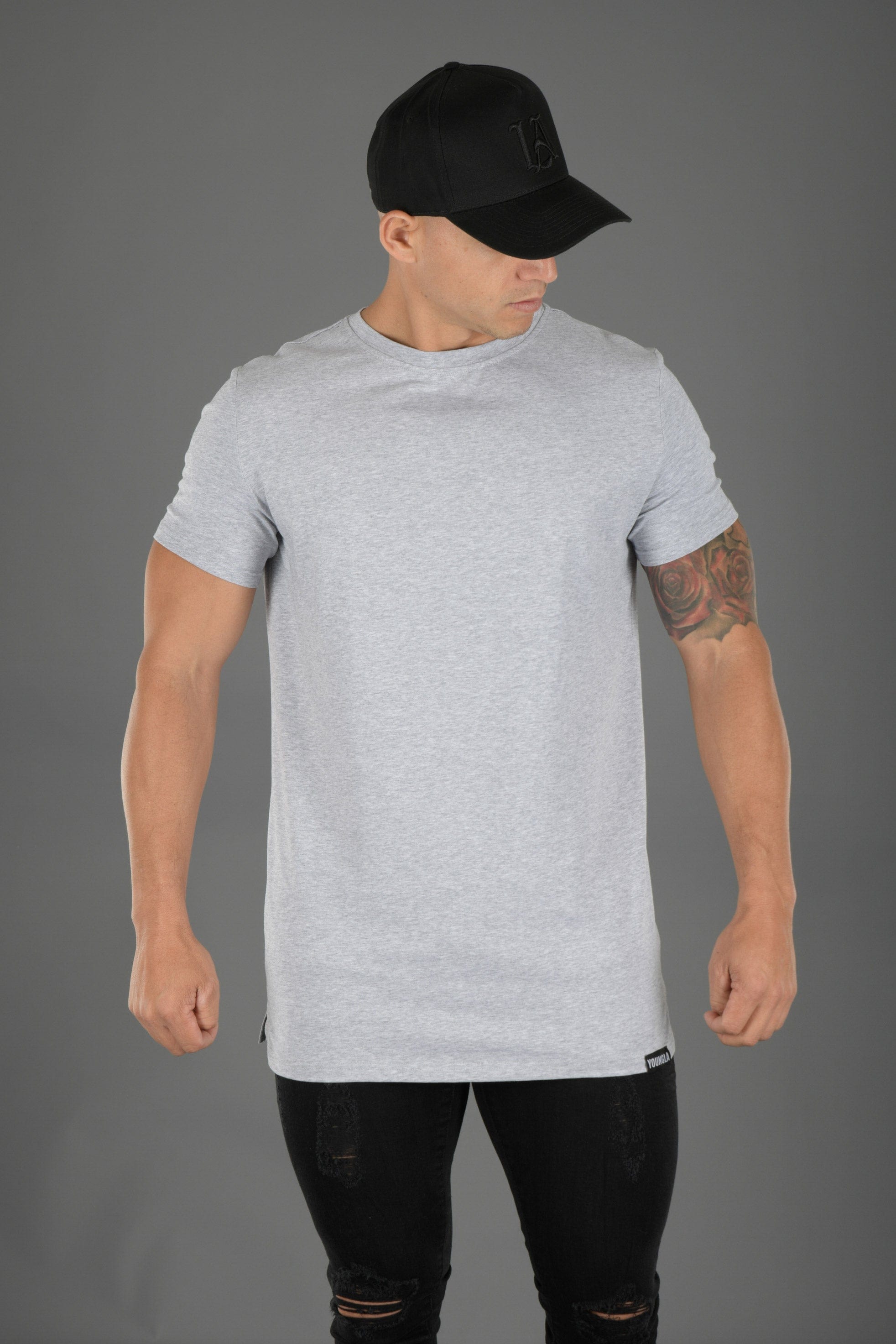 YoungLA 411 Perfect Tee - Straight Bottom Heather Grey