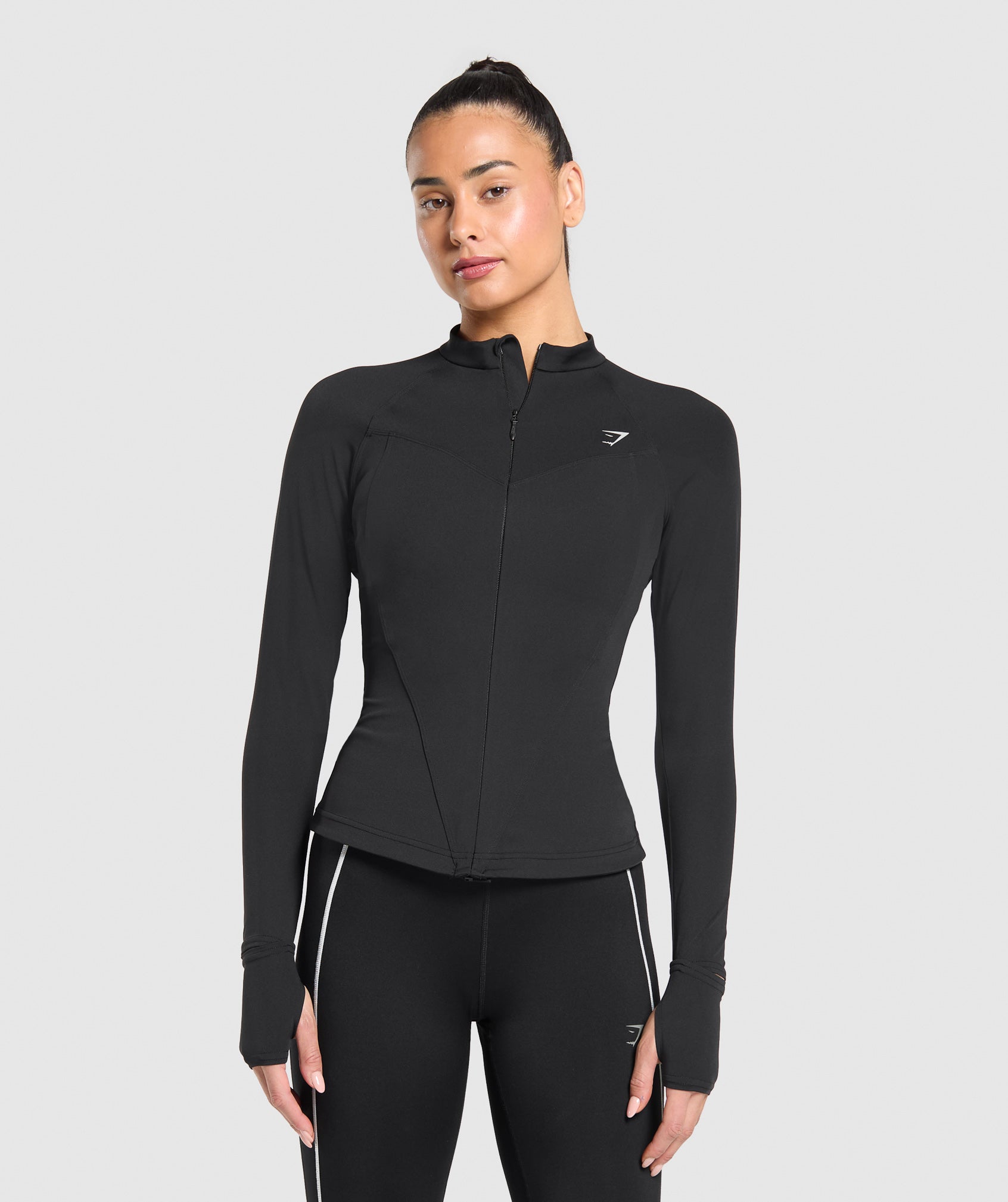Women's Gymshark Running Full Zip Jacket Black