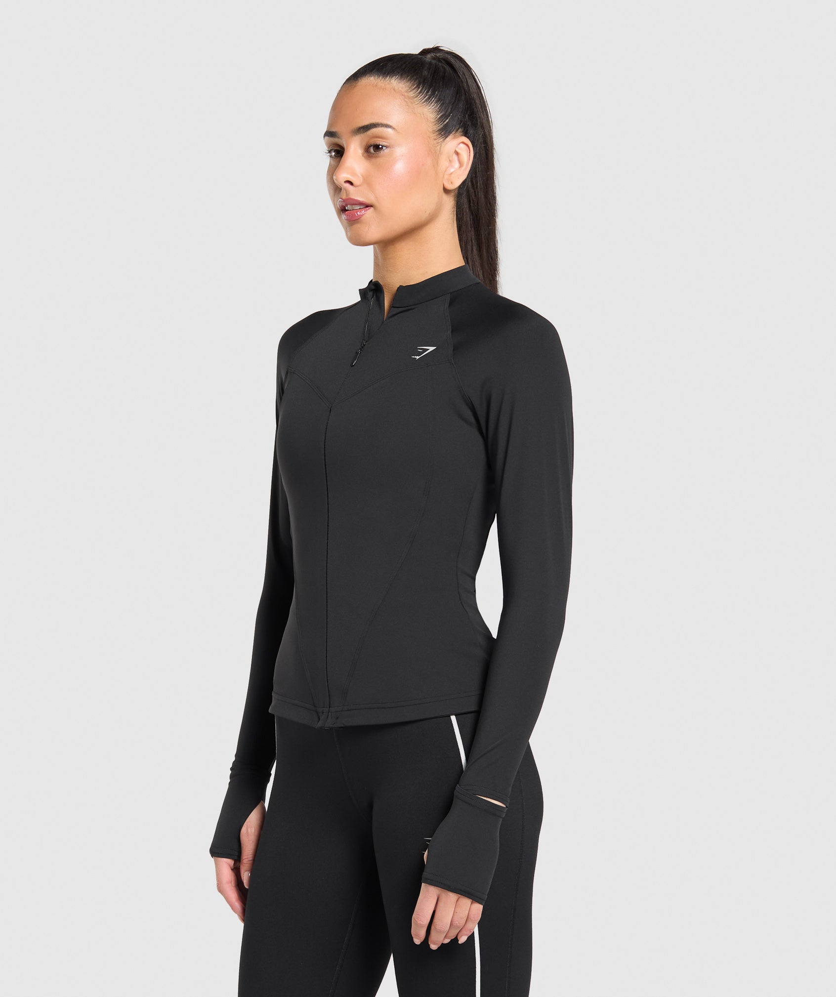 Women's Gymshark Running Full Zip Jacket Black