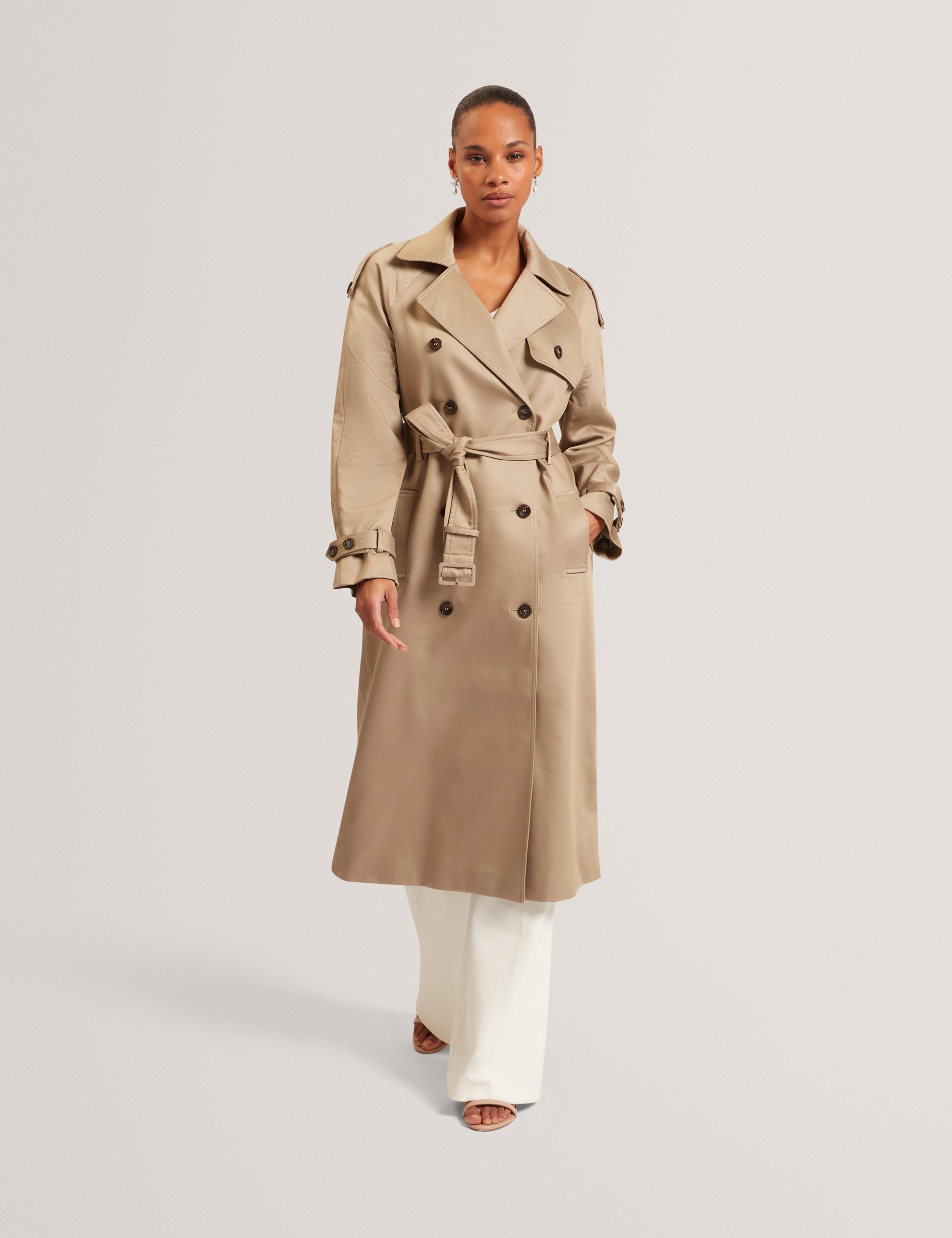 Ted Baker Kinmo Belted Cotton Midi Trench Coat Women's