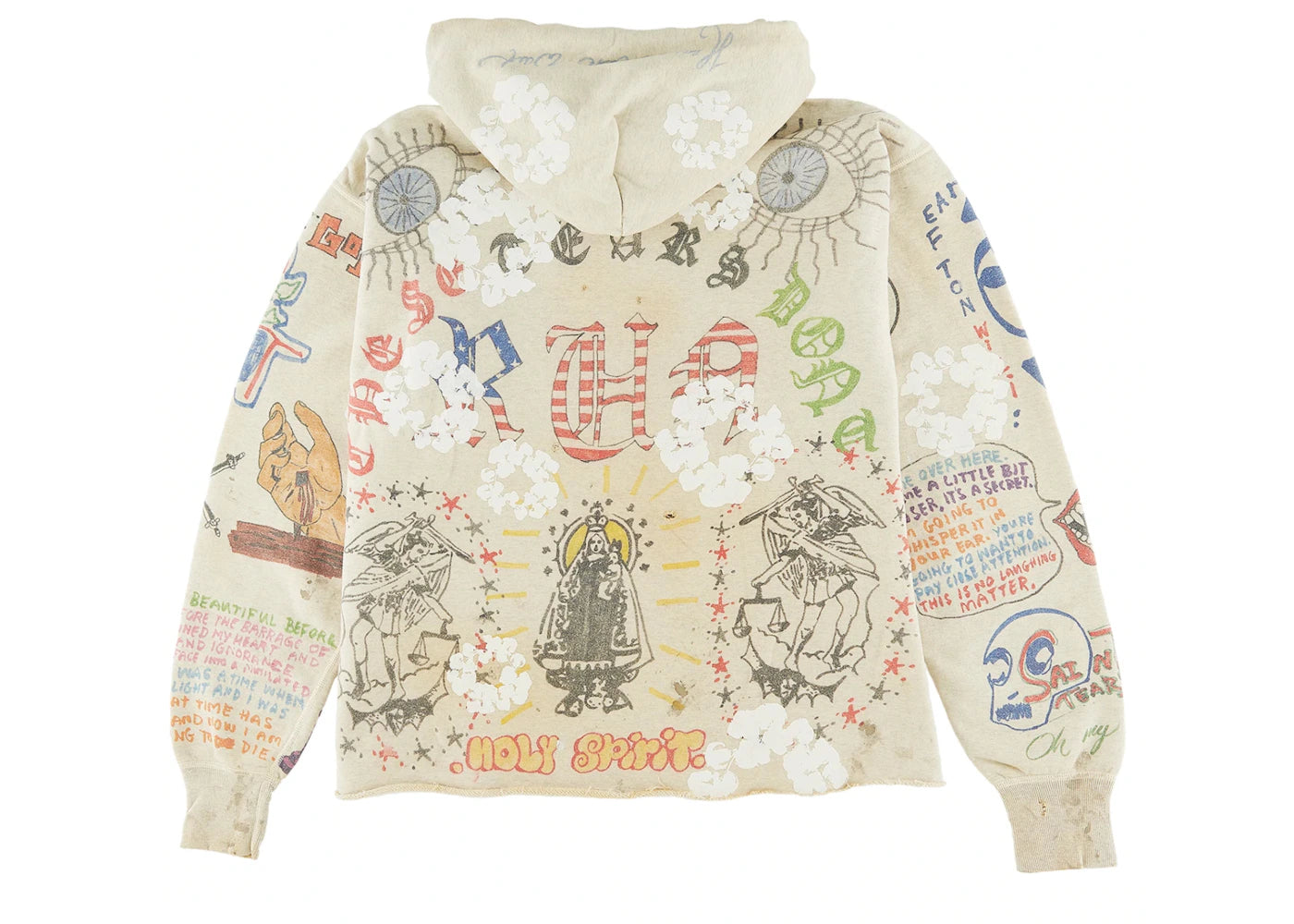 saint mxxxxxx x denim tears graffiti hoodie grey