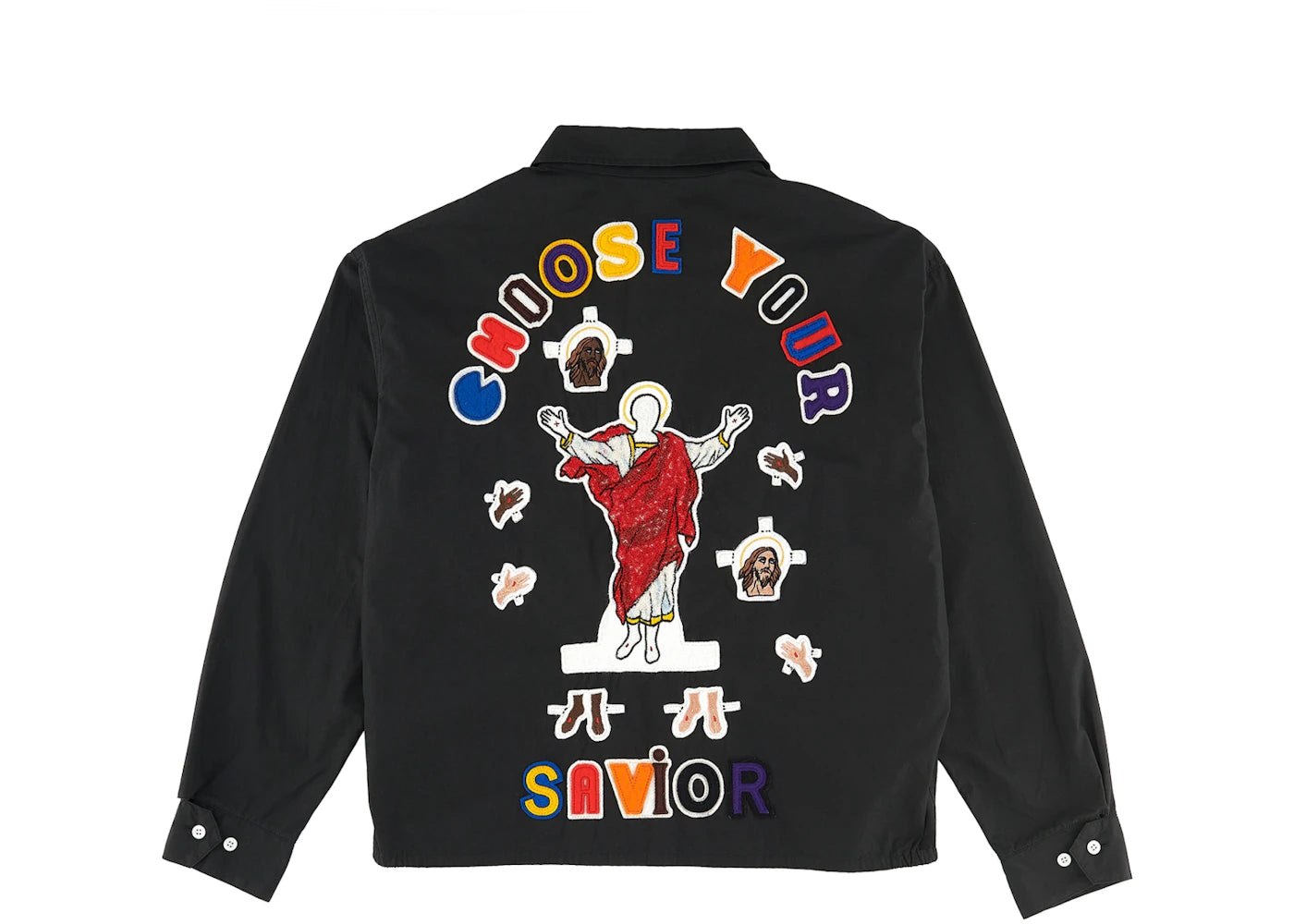 saint mxxxxxx x denim tears swing top jacket black