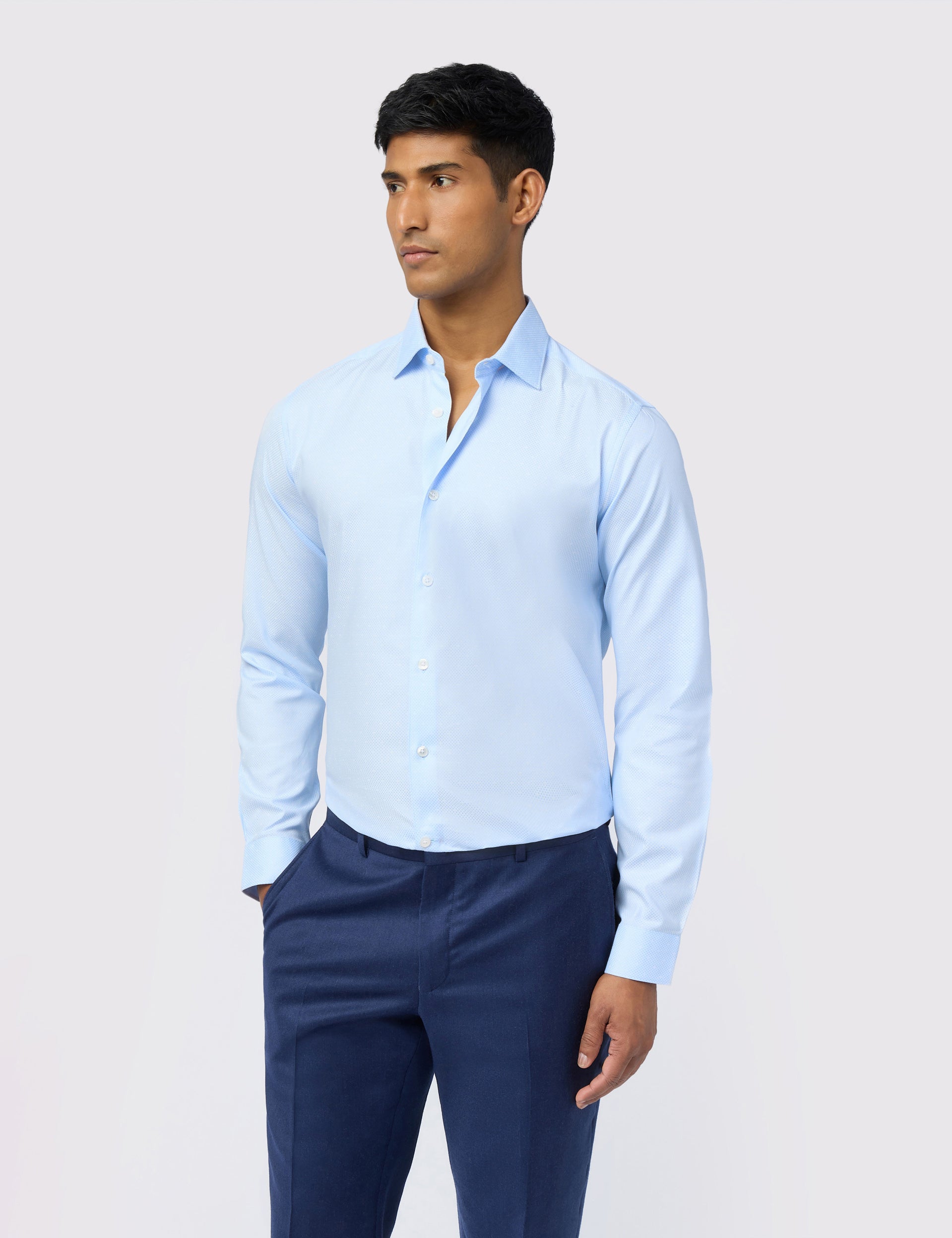 Ted Baker Hart Diamond Texture Stretch Cotton Slim Shirt