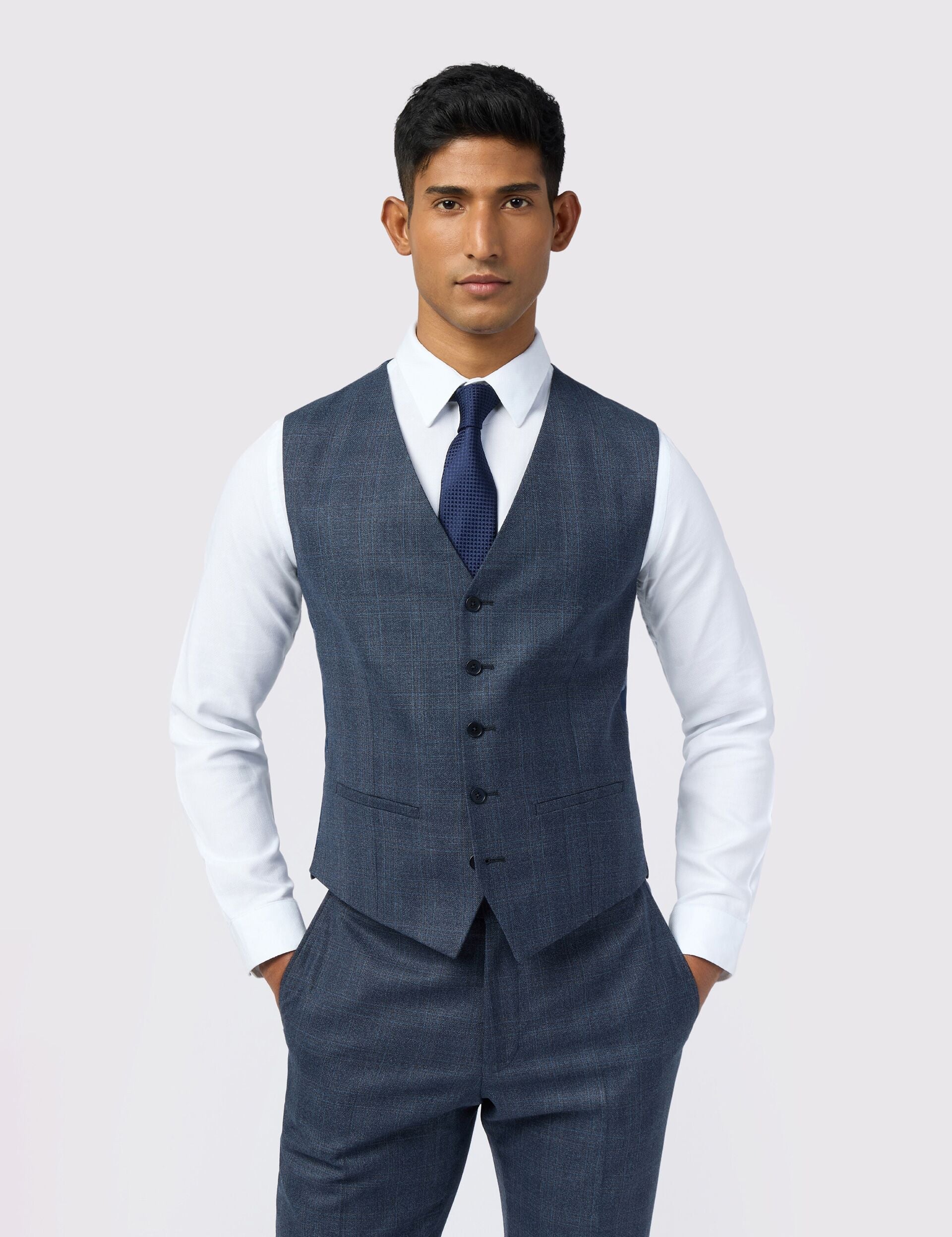 Ted Baker Byrnew Tonal Check Performance Slim Suit Waistcoat