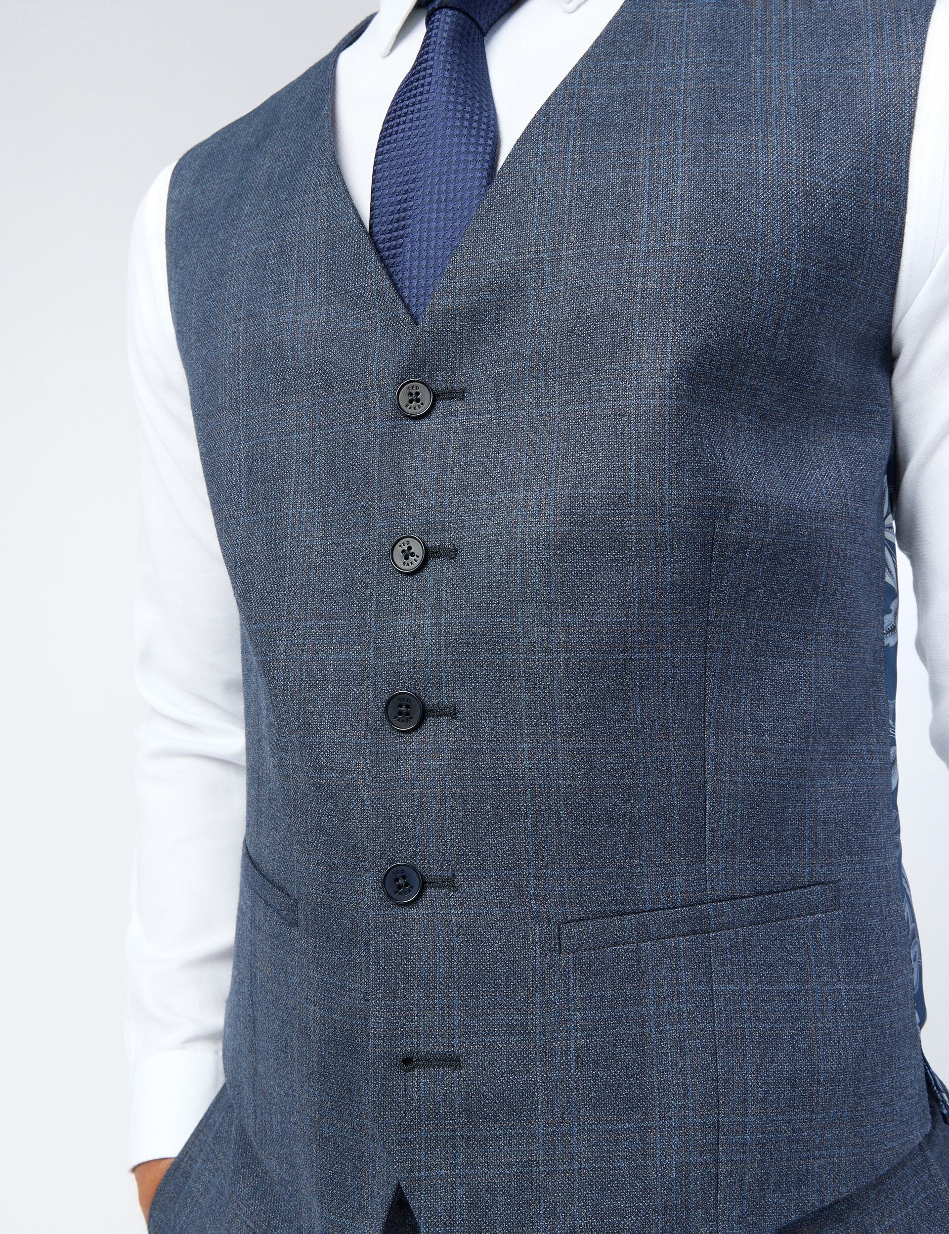 Ted Baker Byrnew Tonal Check Performance Slim Suit Waistcoat