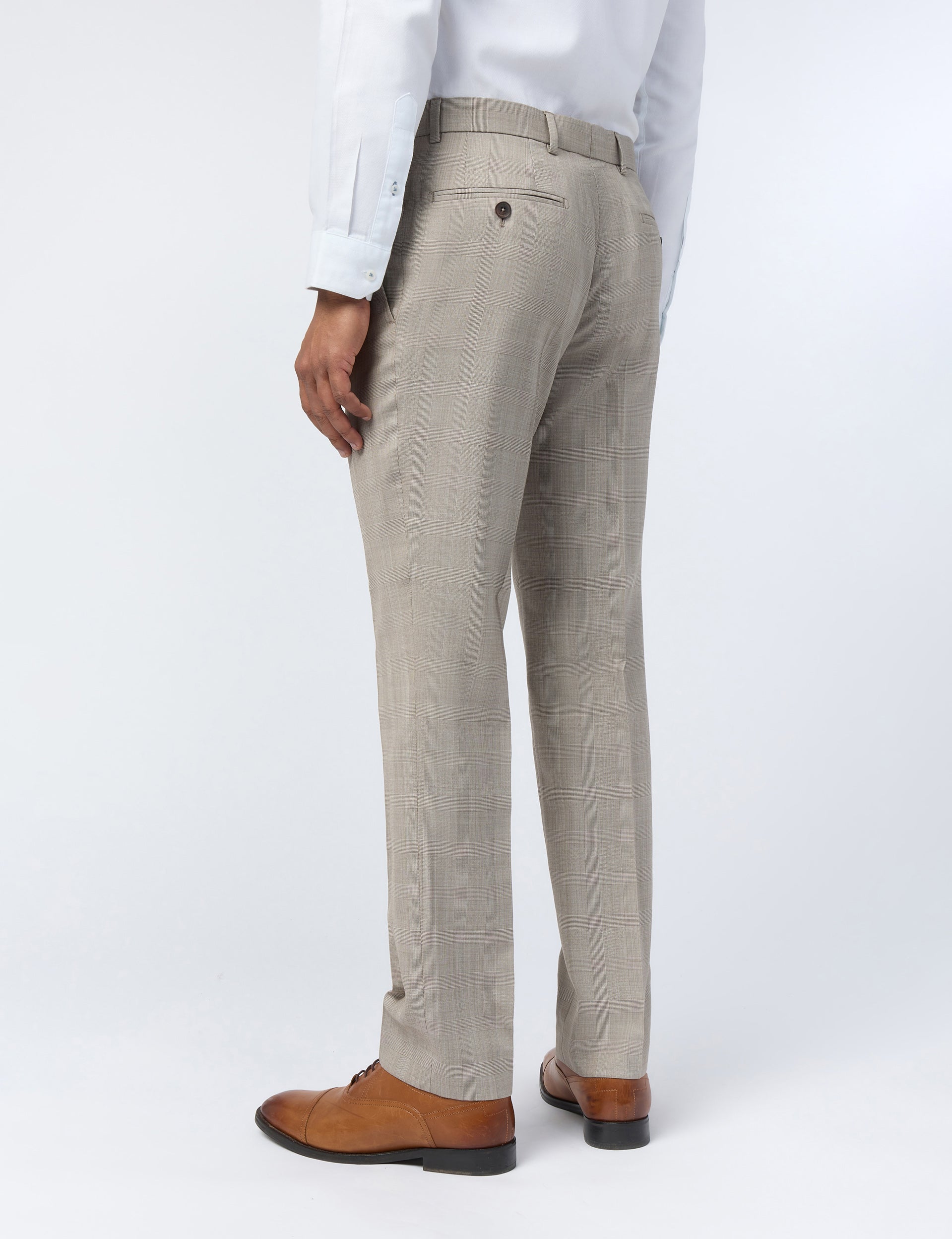 Ted Baker Donnet Taupe Check Performance Slim Suit Trousers