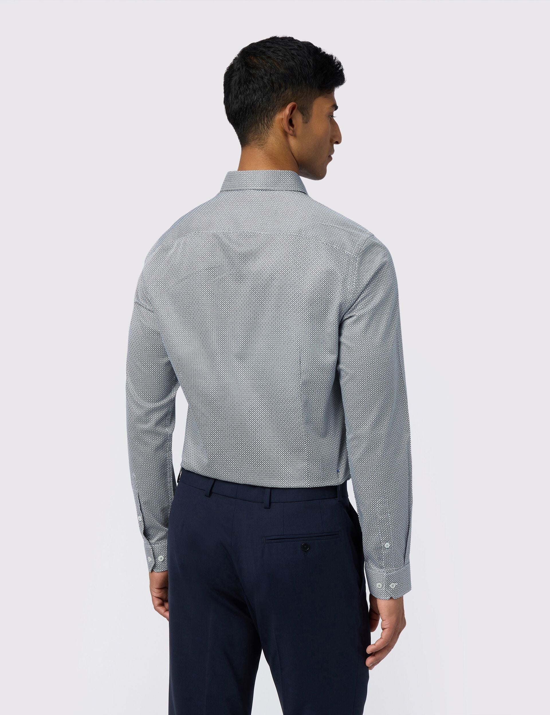 Ted Baker Lin Micro Geometric Print Slim Cotton Shirt