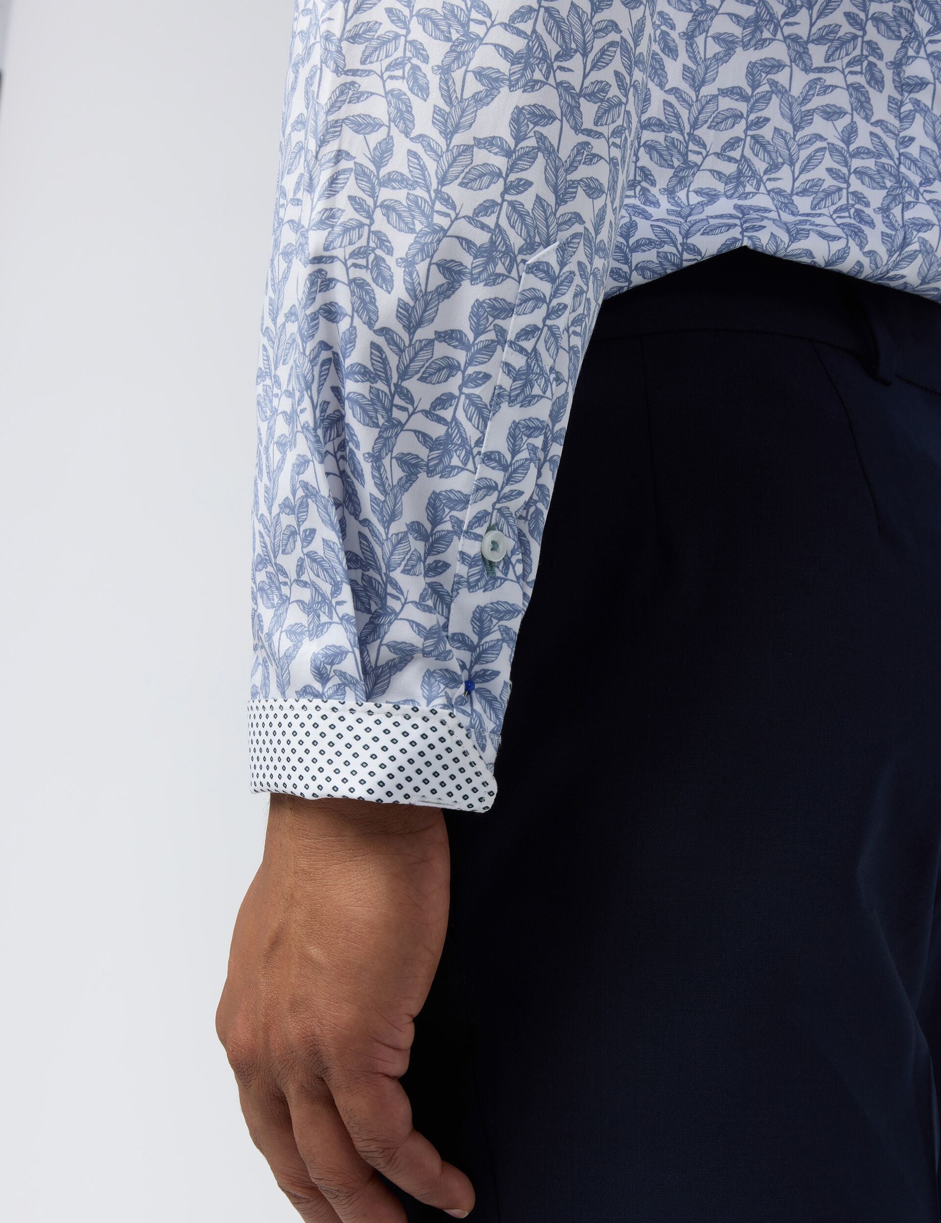 Ted Baker Hendra Leaf Print Sateen Cotton Slim Shirt