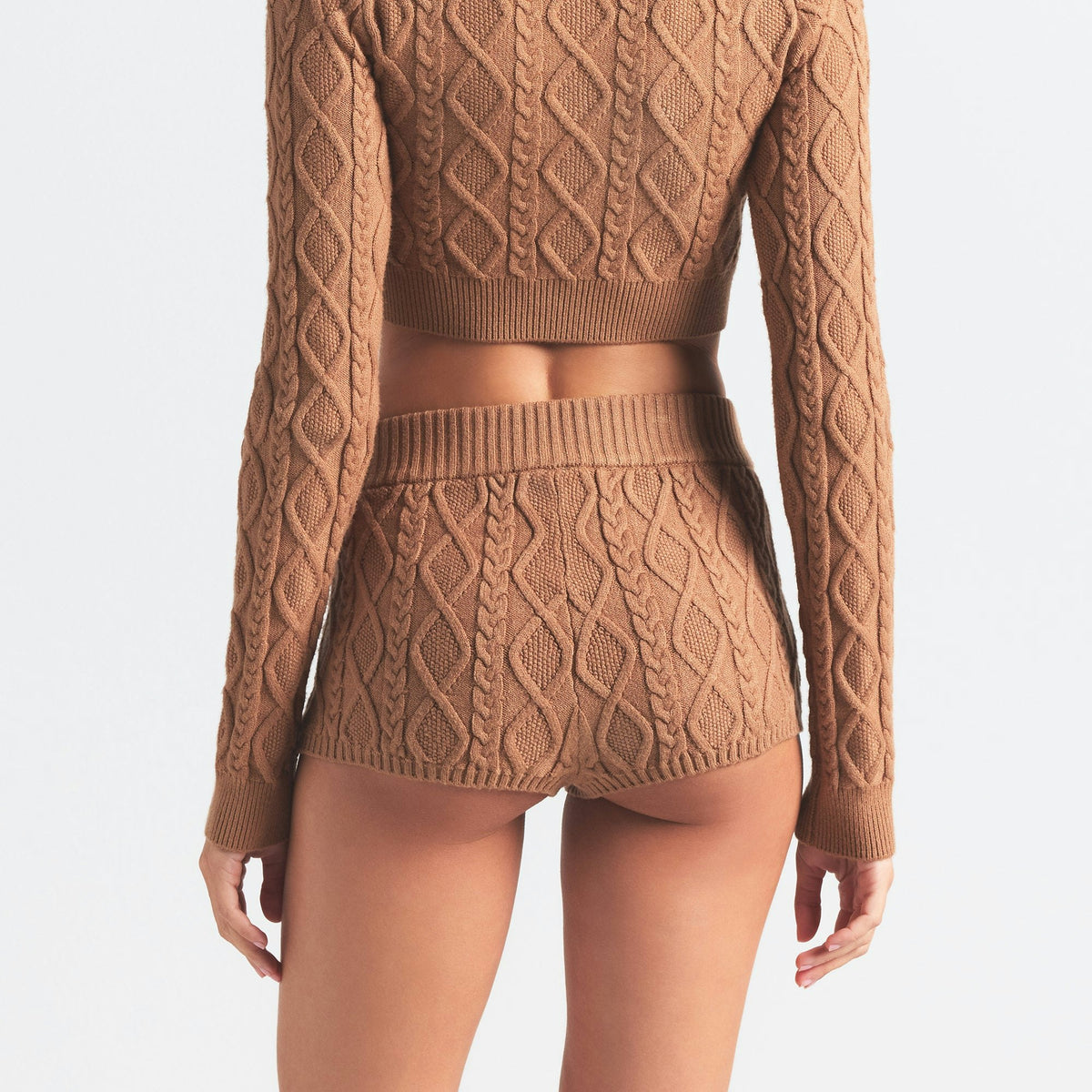 Skims Sweater Knits Cable Knit Short Dark Honey