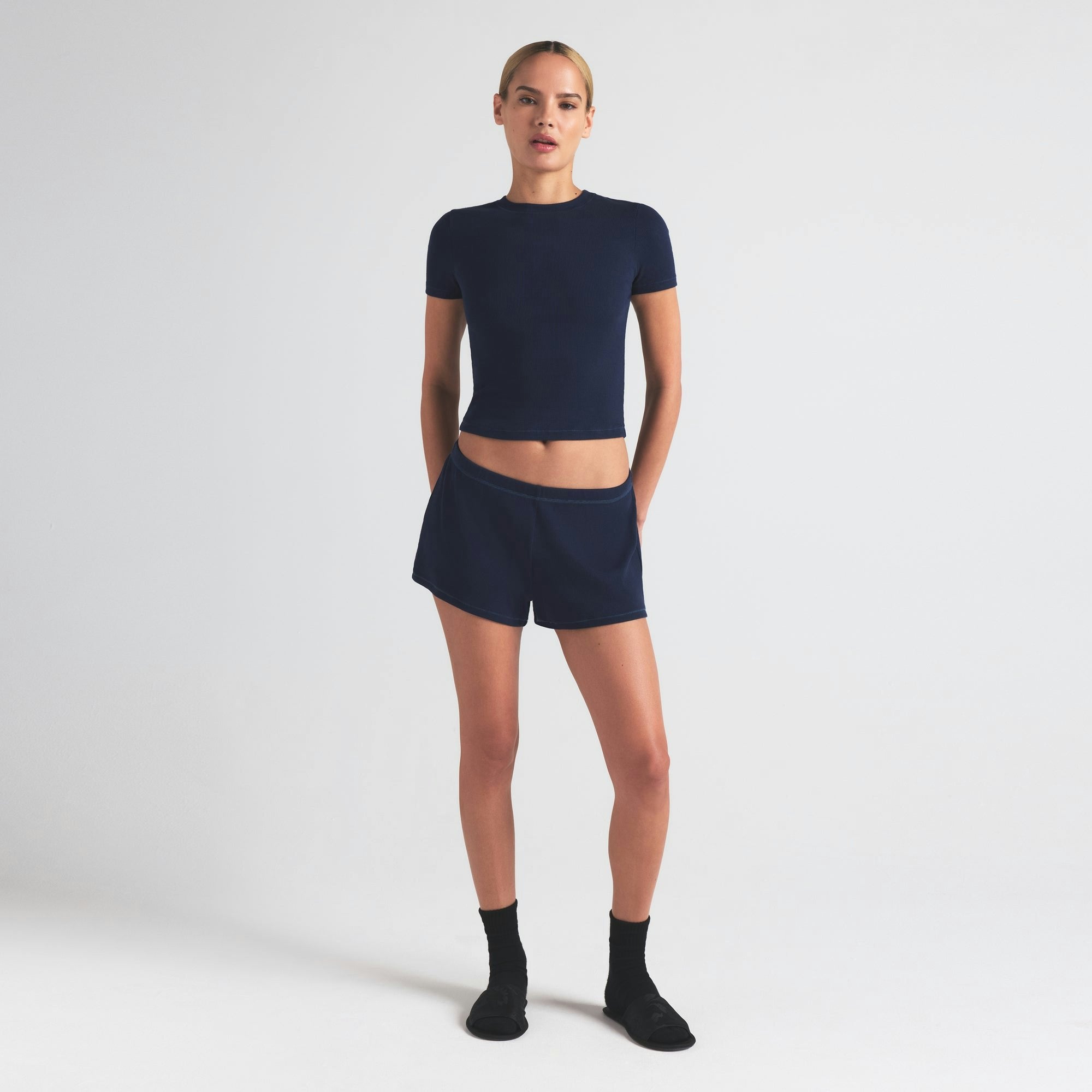 Skims Cotton Rib Loose Short Navy