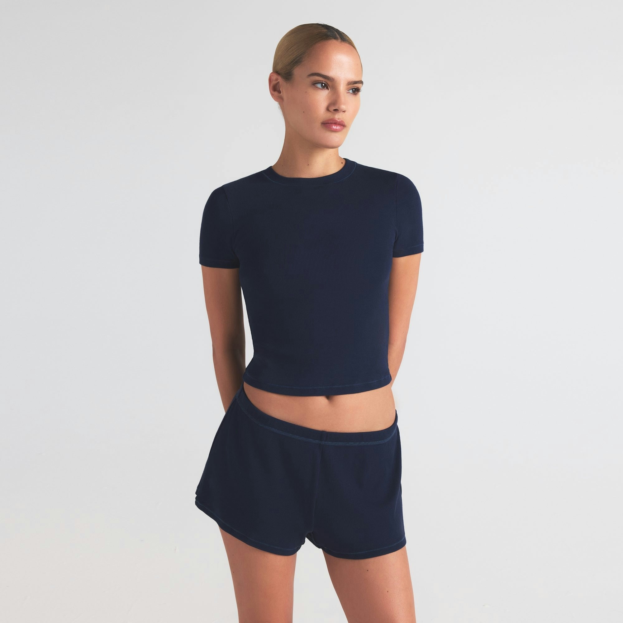 Skims Cotton Rib Loose Short Navy