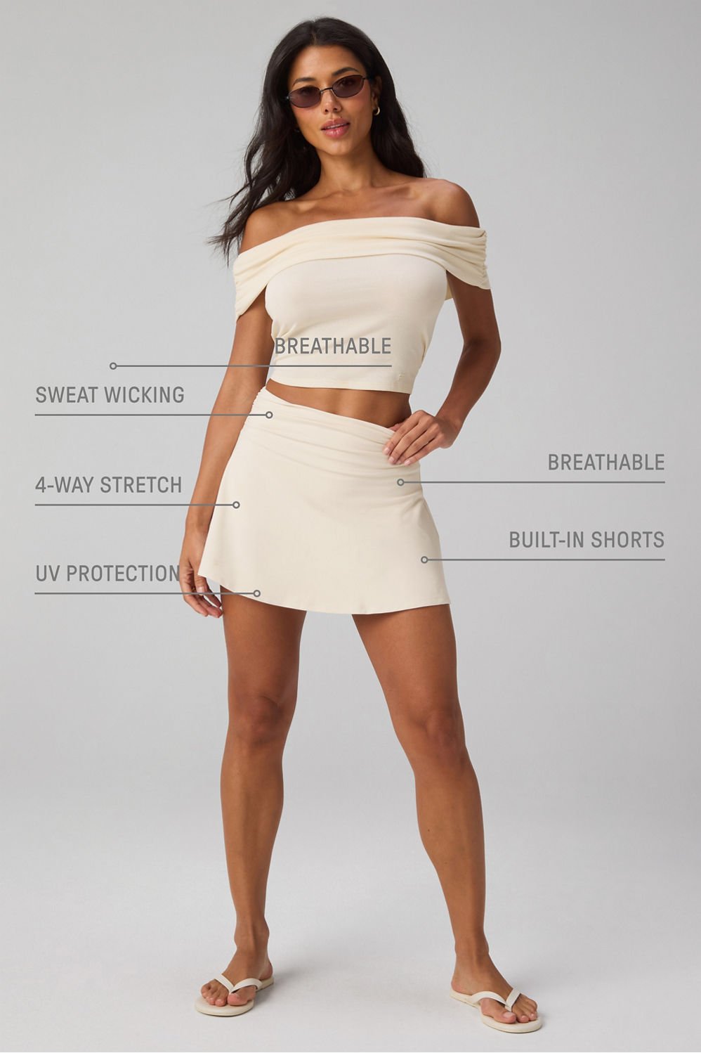 Fabletics Ruched Flounce Ultra Mini Skirt