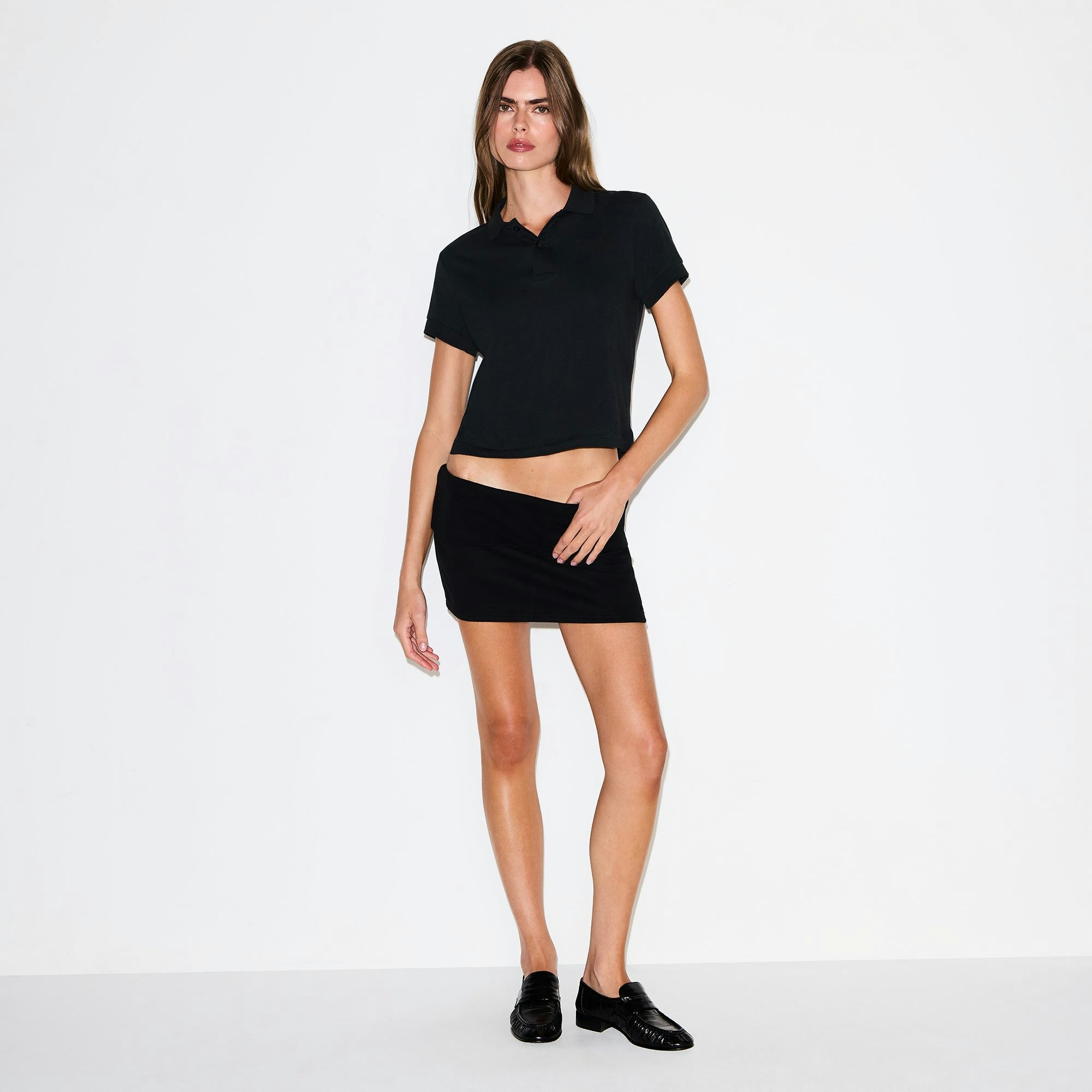 COTTON FLEECE FOLDOVER MINI SKIRT