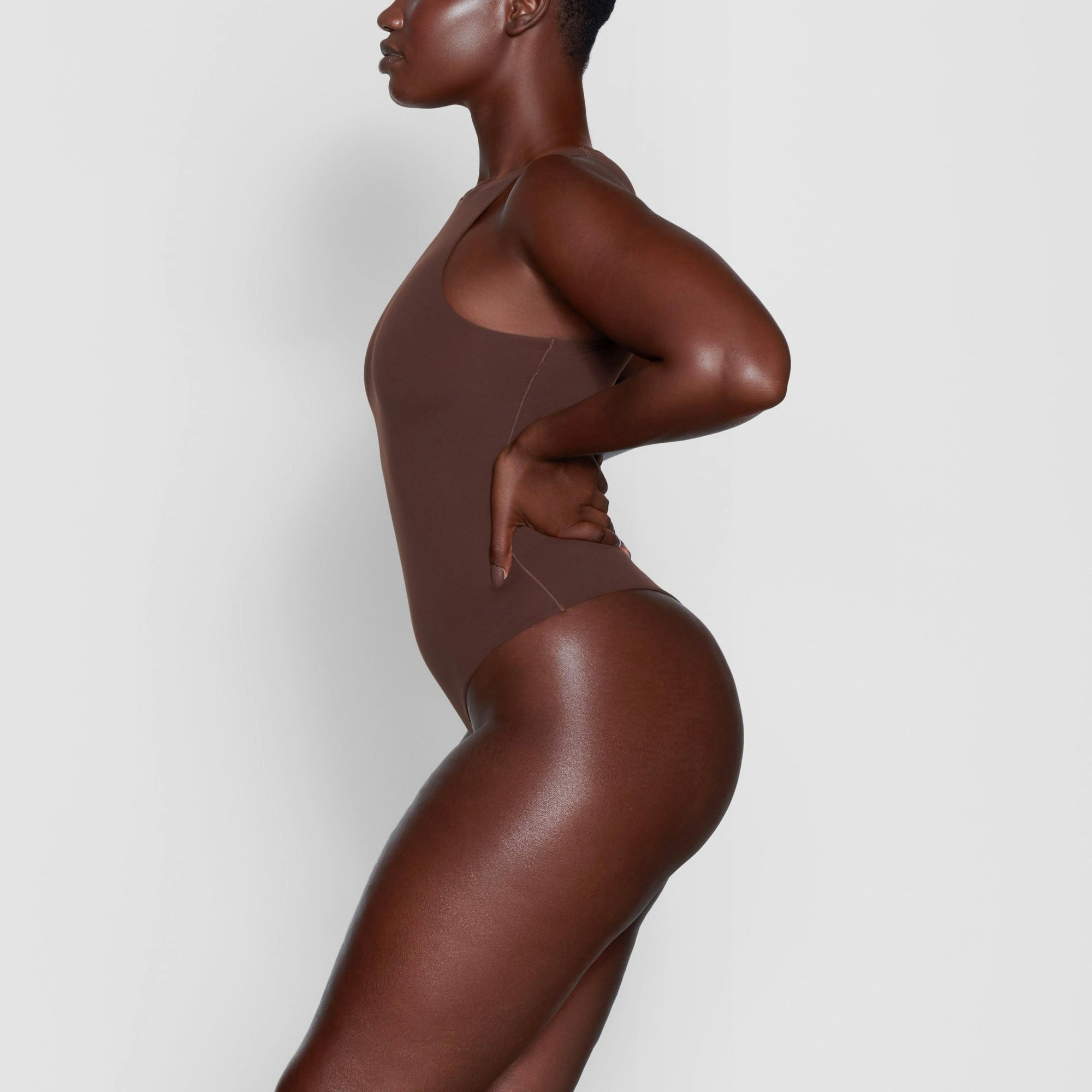 Skims Fits Everybody High Neck Bodysuit Cocoa
