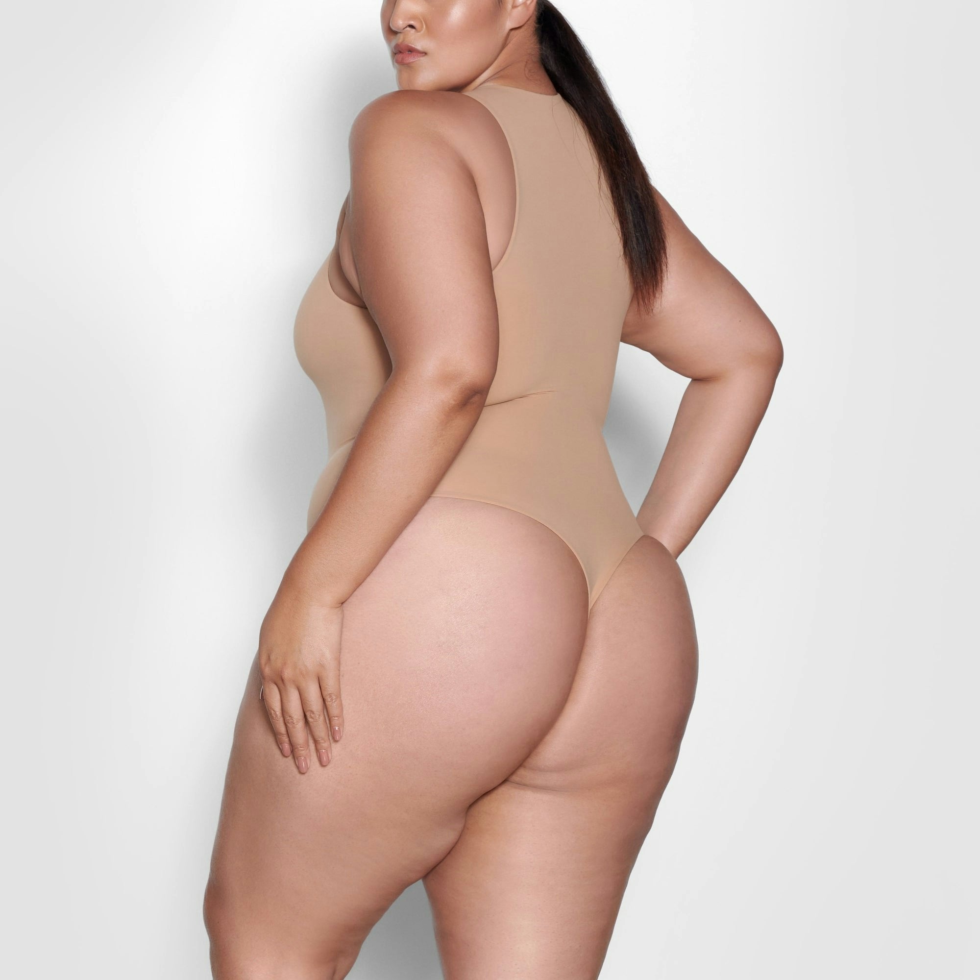 Skims Fits Everybody High Neck Bodysuit Ochre