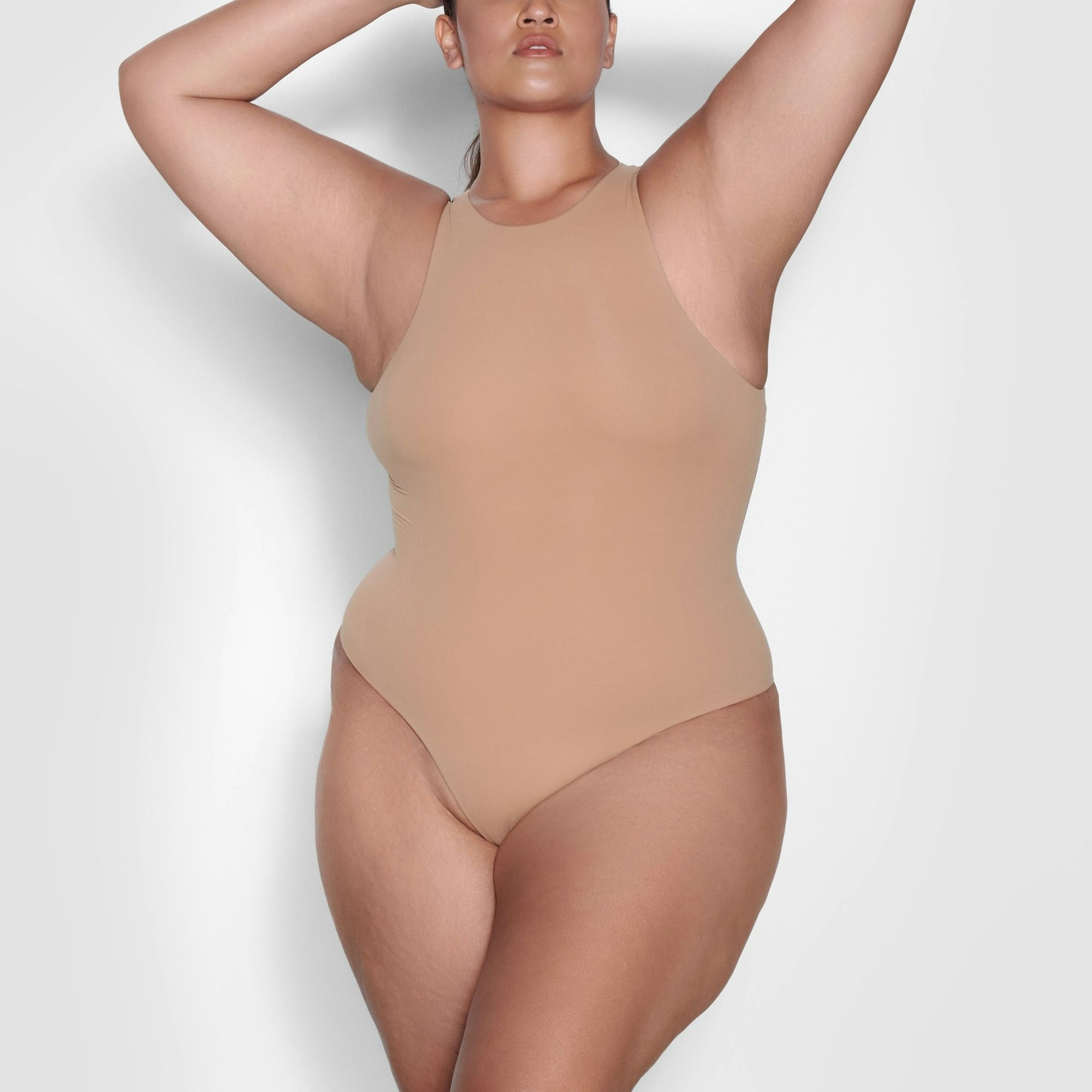 Skims Fits Everybody High Neck Bodysuit Ochre