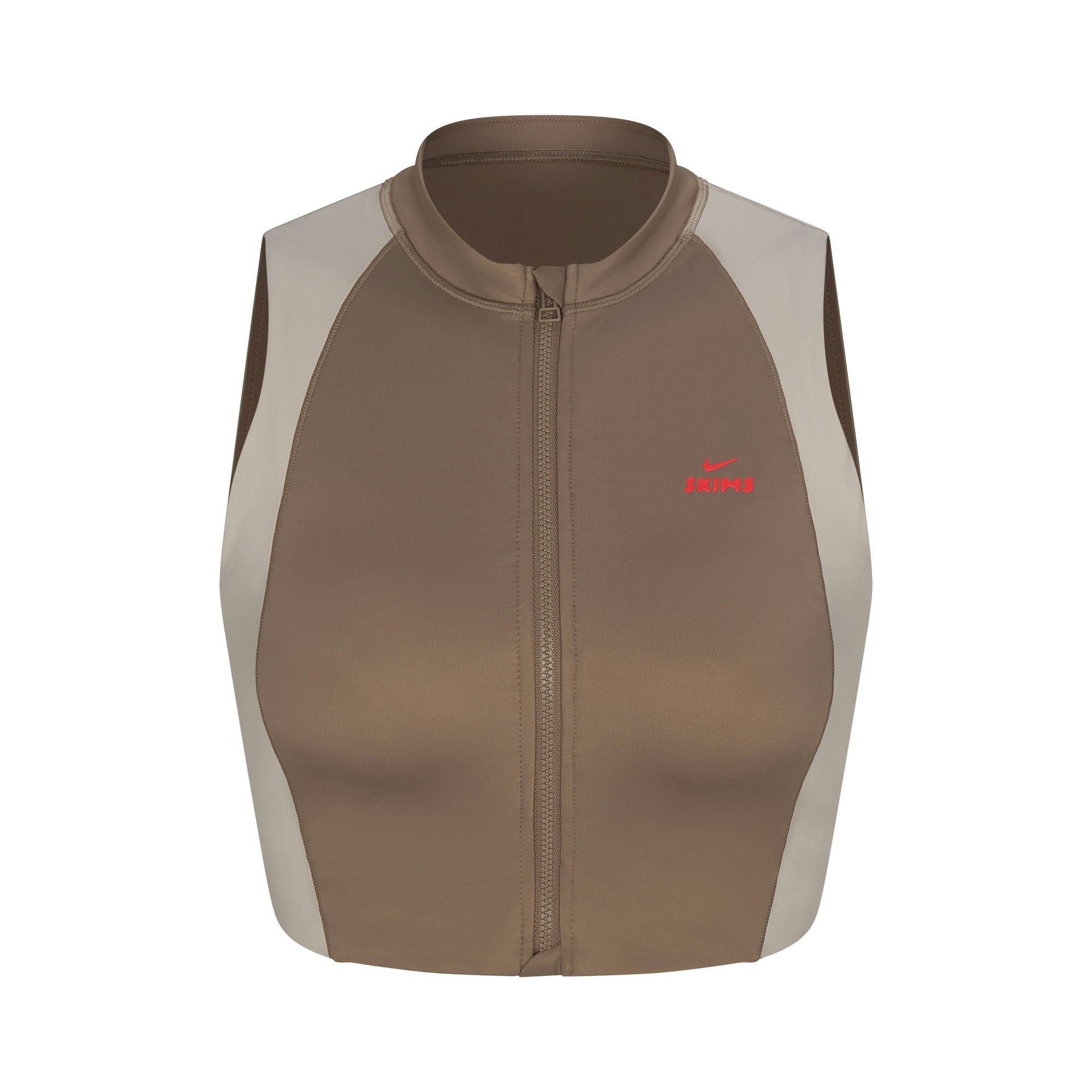 Skims Nikeskims Shine Front Zip Bra Truffle And Stone