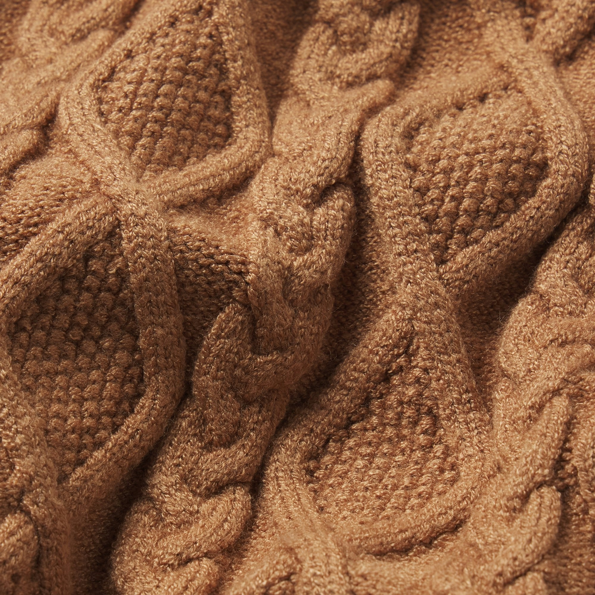 Skims Sweater Knits Cable Knit Shrunken Zip Up Hoodie Dark Honey