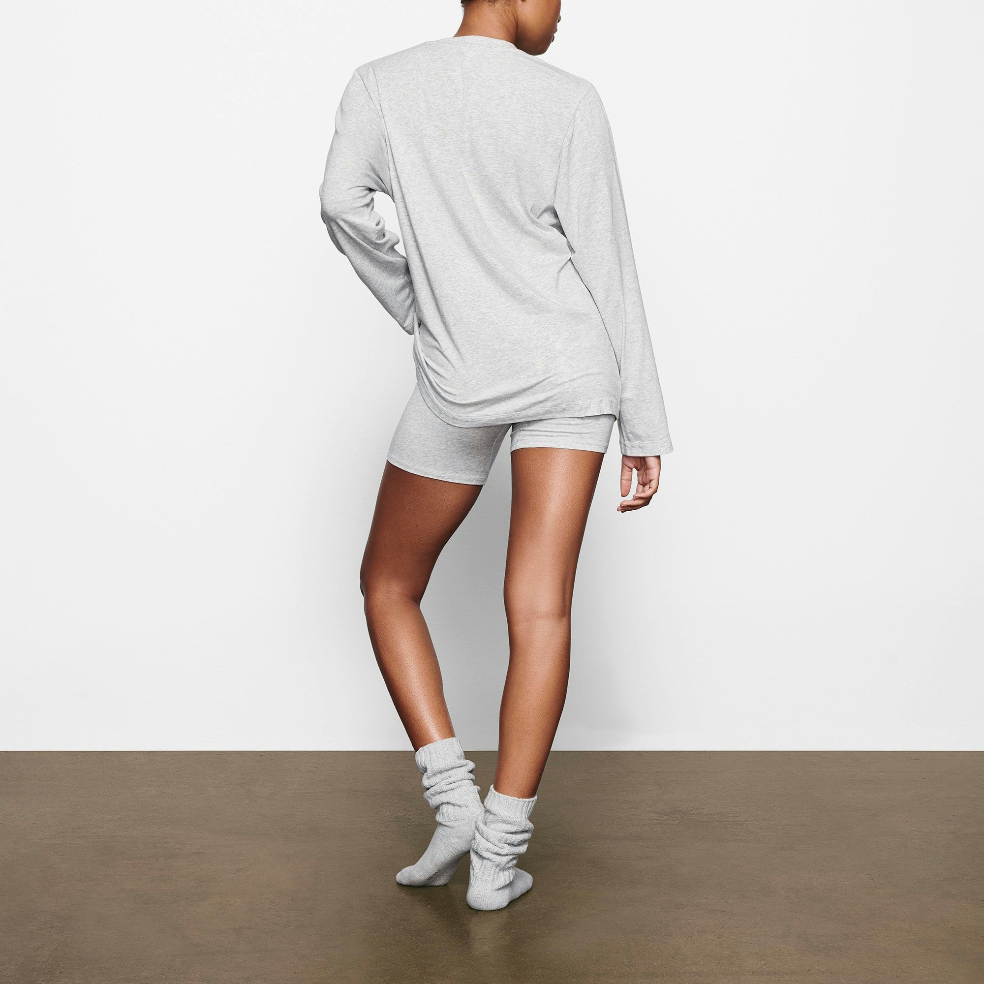 Skims Boyfriend Long Sleeve T-Shirt Light Heather Grey