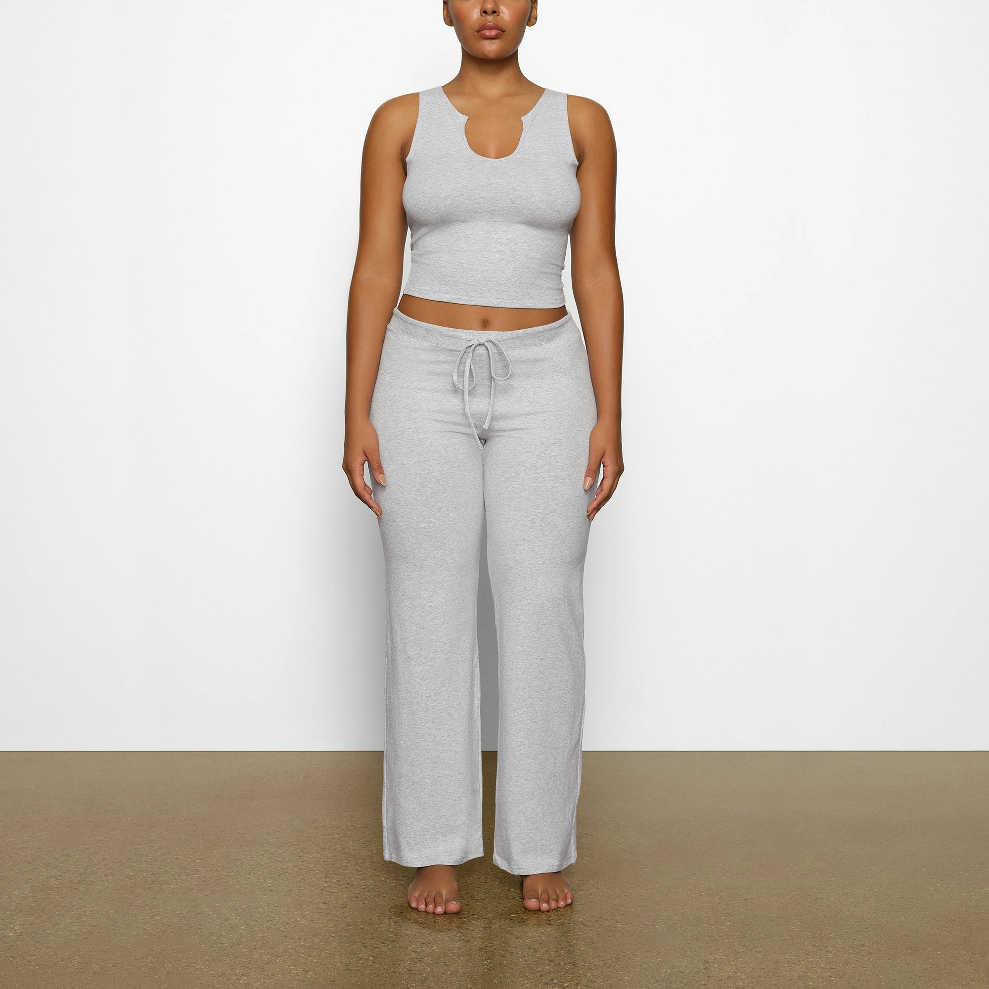 Skims Cotton Jersey Straight Leg Pant Light Heather Grey