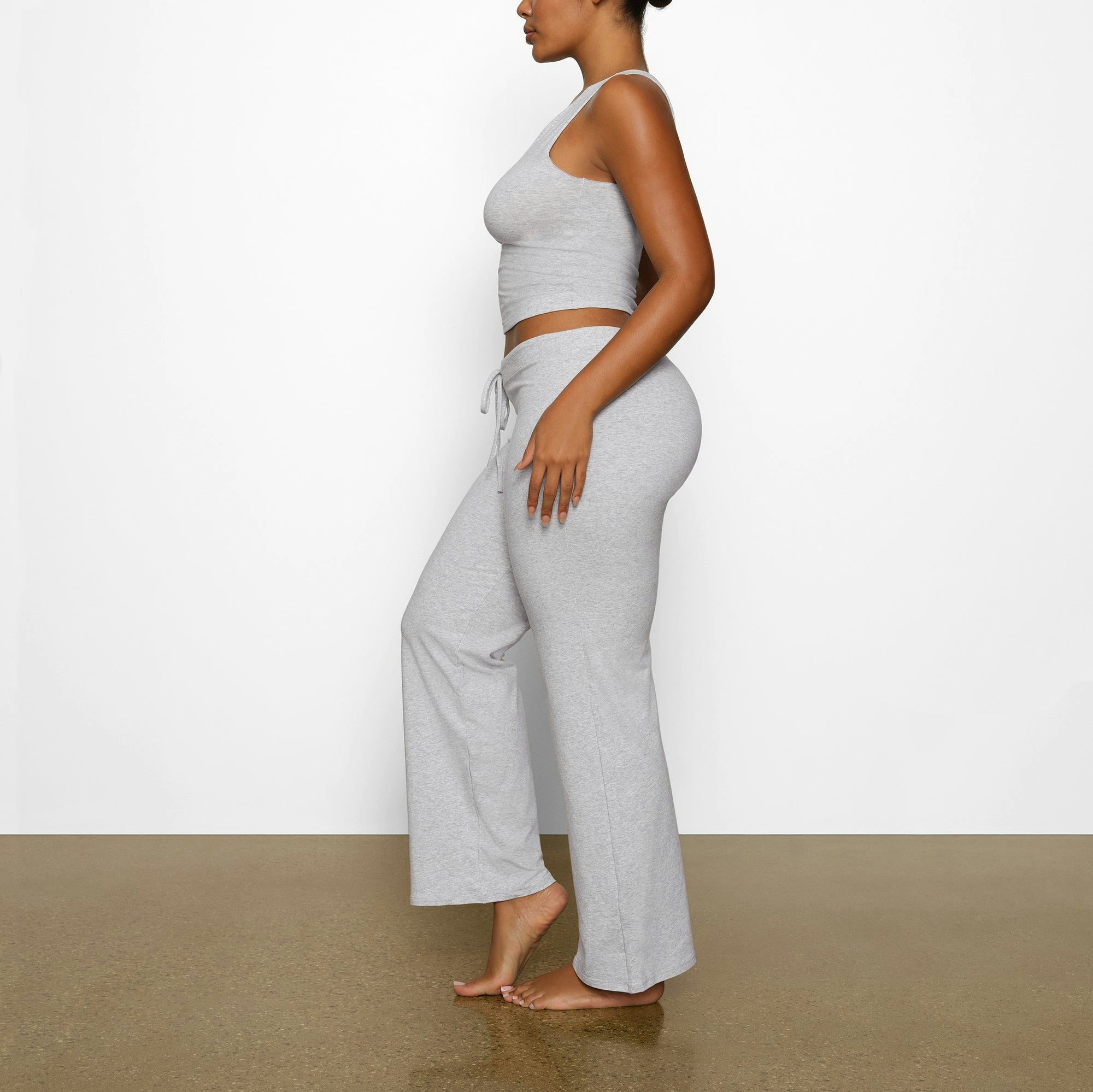 Skims Cotton Jersey Straight Leg Pant Light Heather Grey