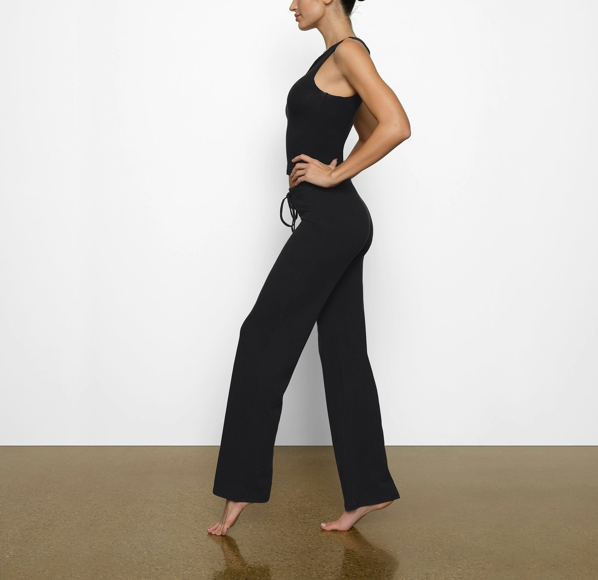 Skims Cotton Jersey Straight Leg Pant Soot