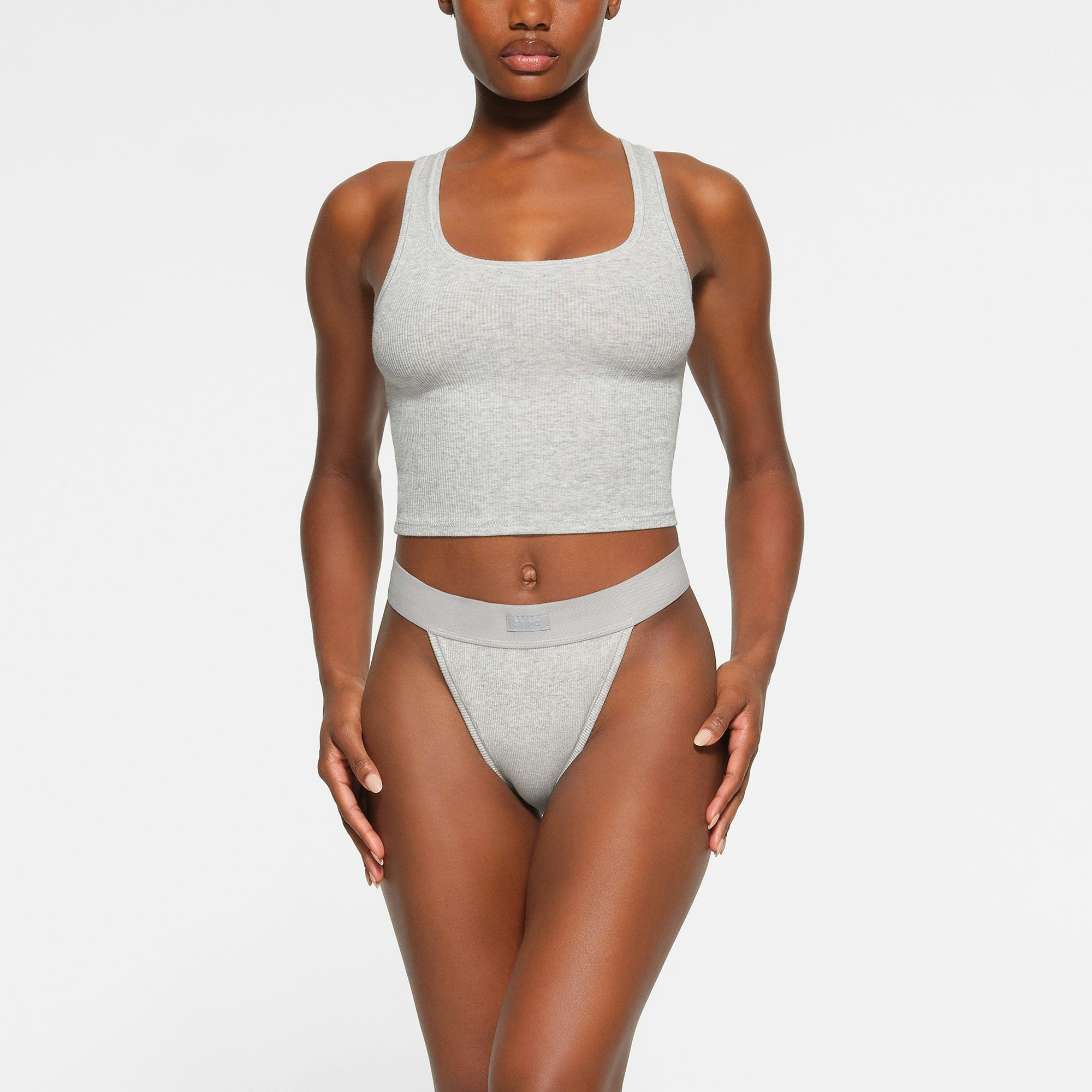 Skims Cotton Rib Tank Light Heather Grey