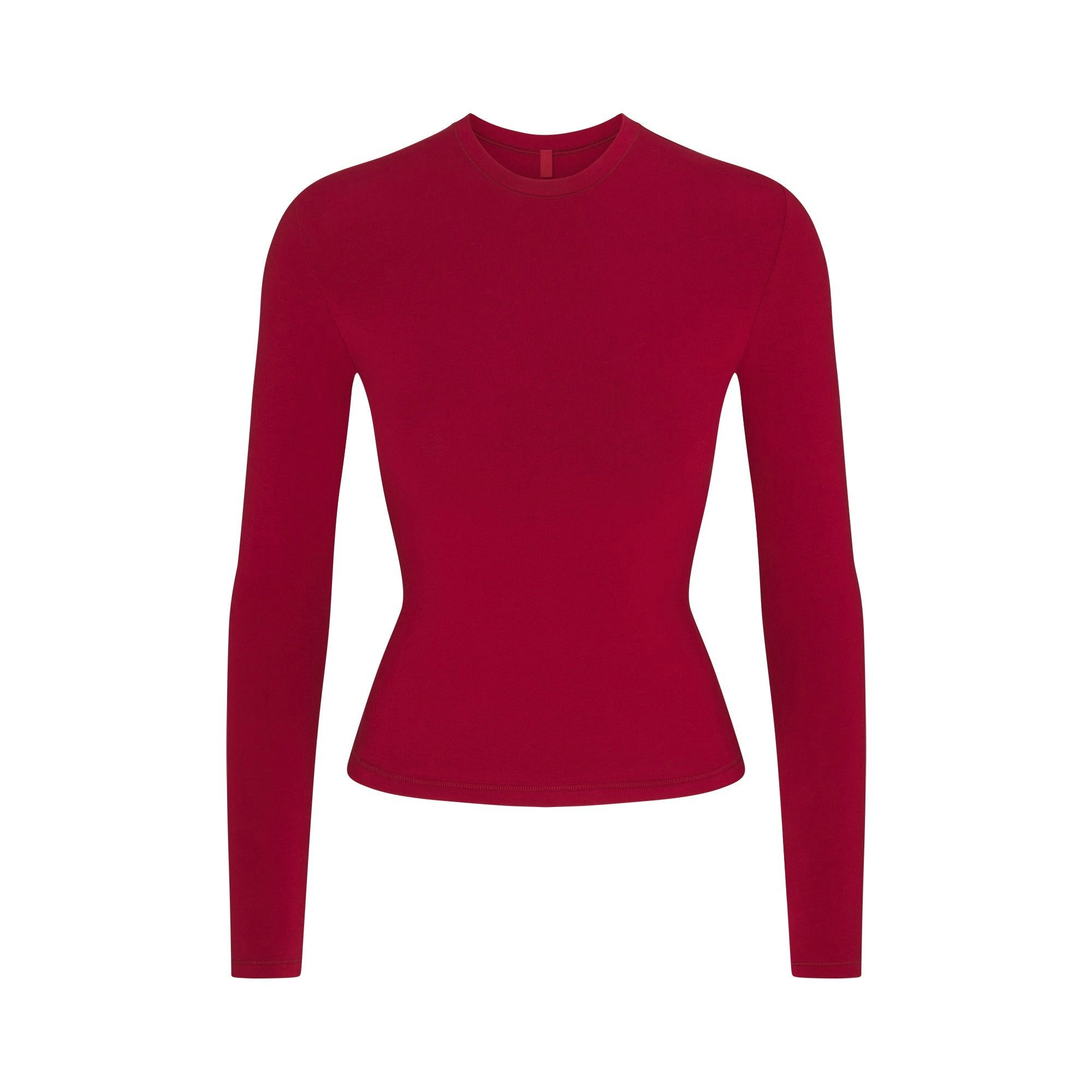 Skims Cotton Jersey Long Sleeve T-Shirt Brick
