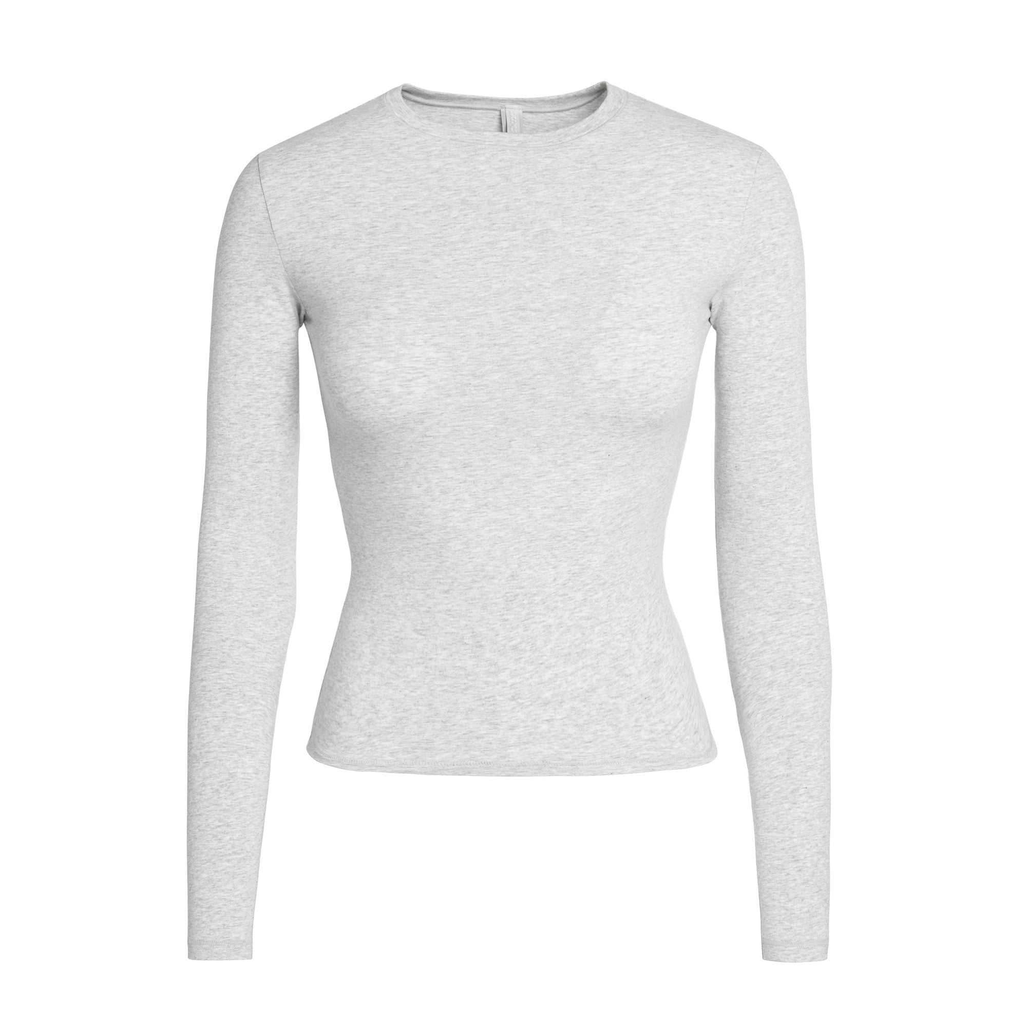 Skims Cotton Jersey Long Sleeve T-Shirt Light Heather Grey