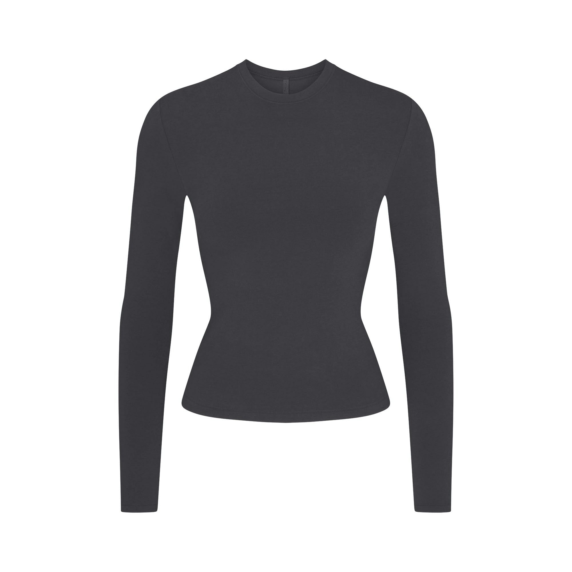 Skims Cotton Jersey Long Sleeve T-Shirt Soot