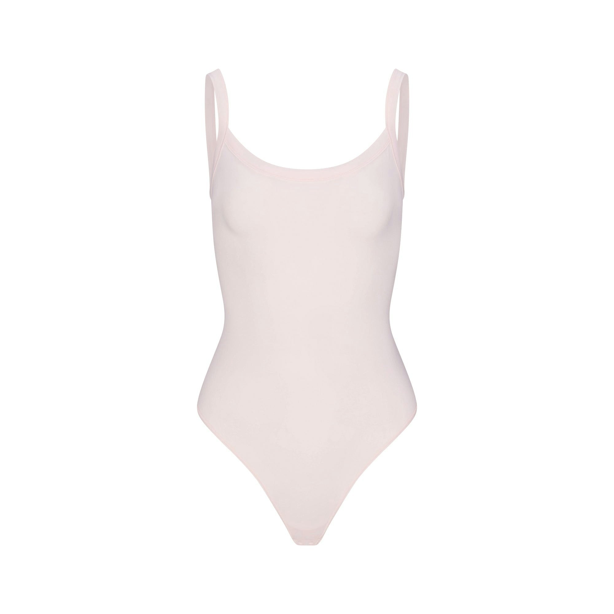 Skims Cotton Jersey Scoop Neck Bodysuit Barely Pink