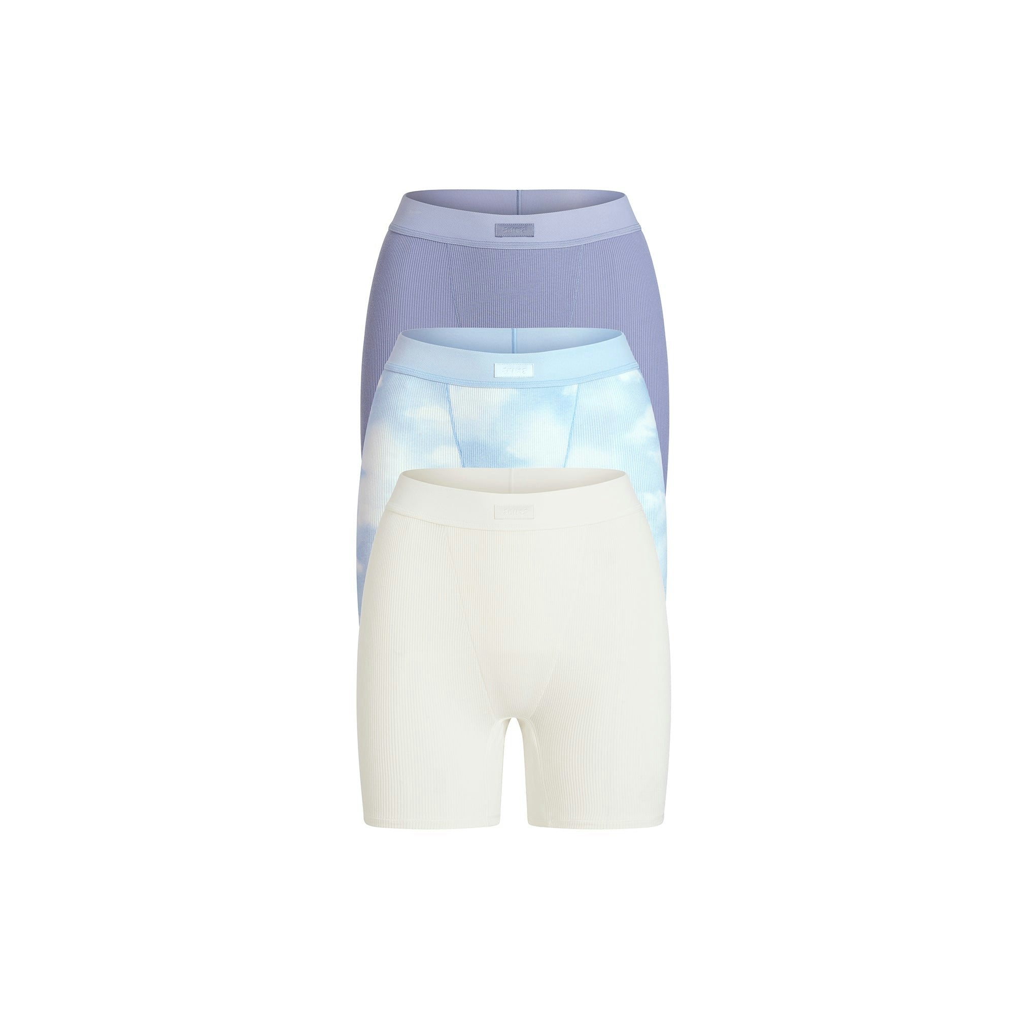 Skims Cotton Rib Boxer 3-Pack Blue Quartz Cloud Multi