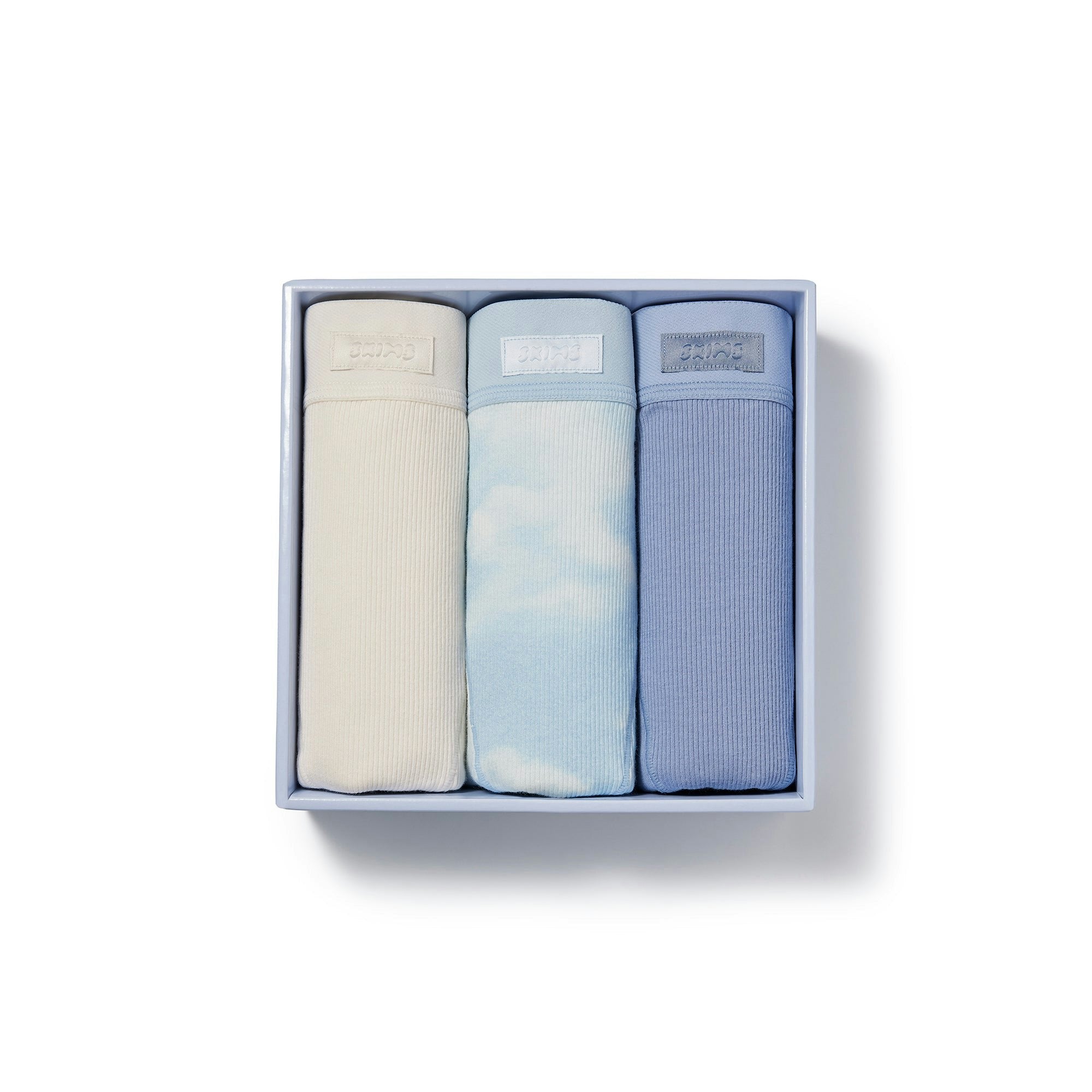 Skims Cotton Rib Boxer 3-Pack Blue Quartz Cloud Multi