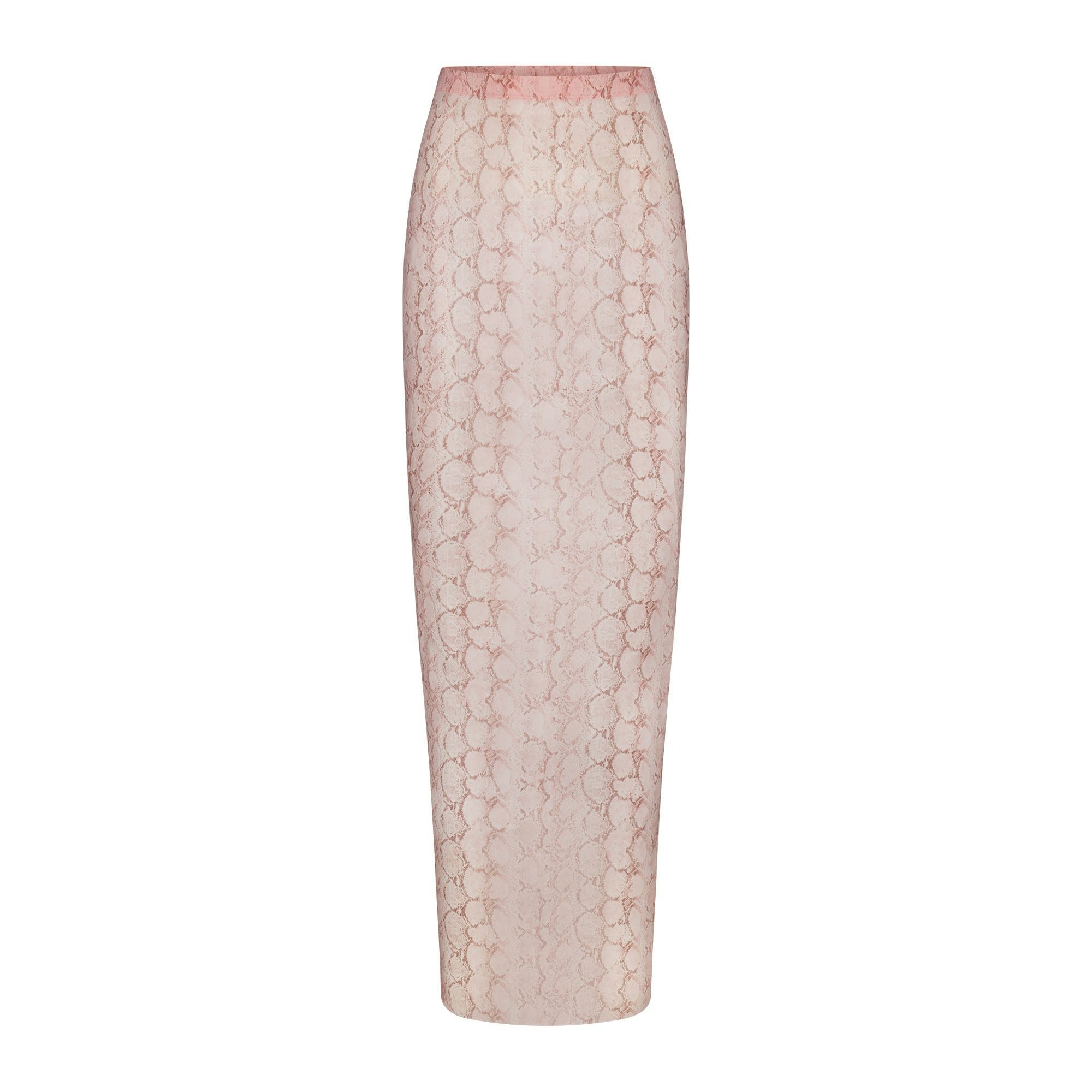Skims Milky Sheer Long Skirt Rose Pastel Snake Print