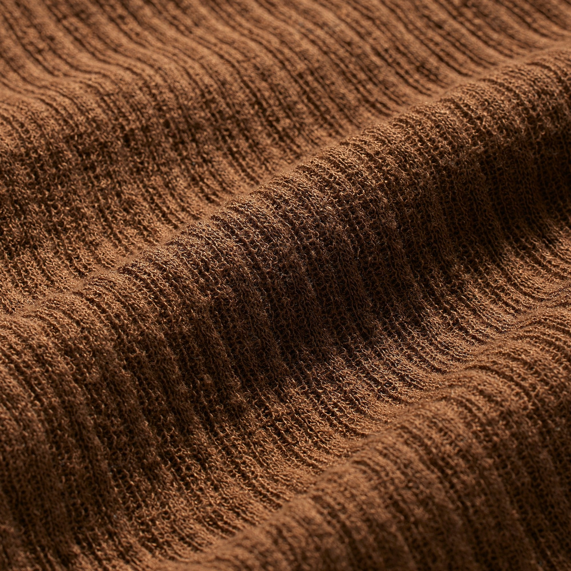 Skims Sheer Knit Long Sleeve Henley Bison