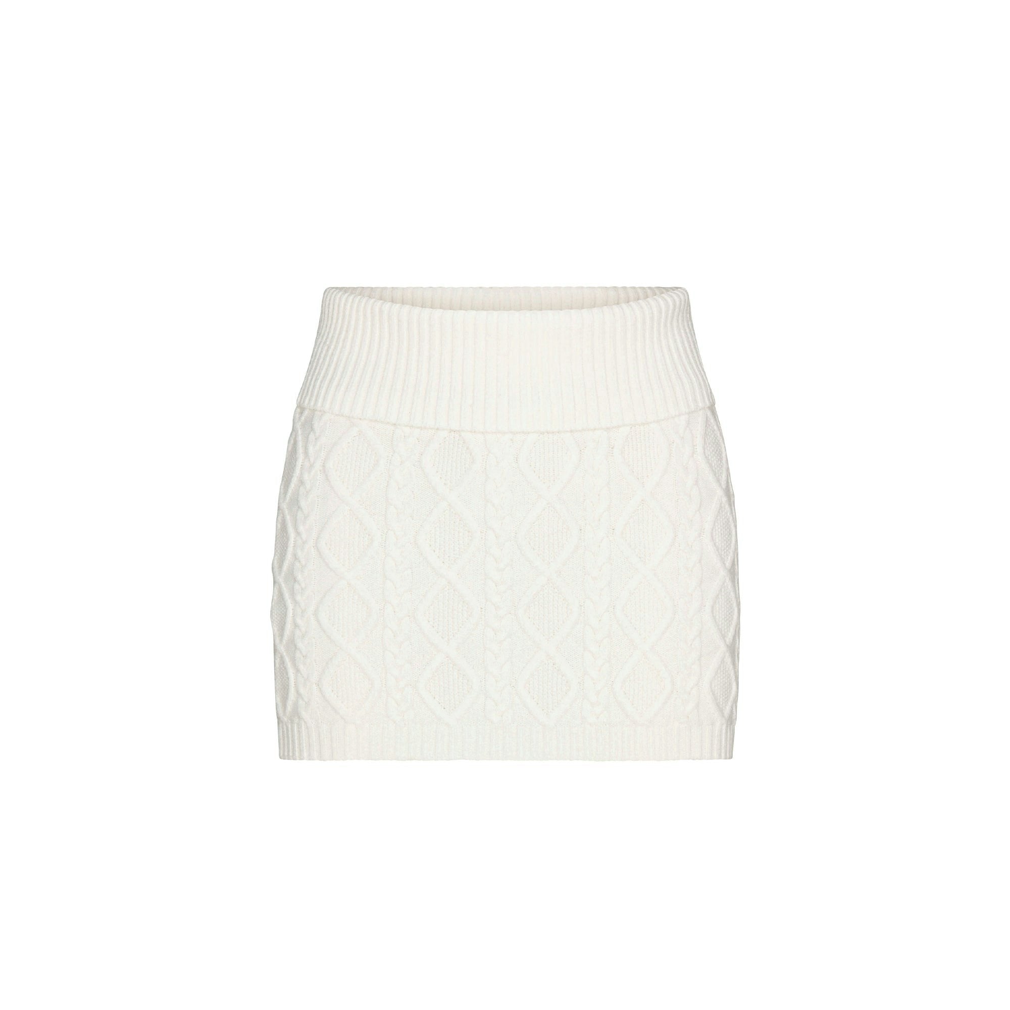 Skims Sweater Knits Cable Knit Mini Skirt Ivory