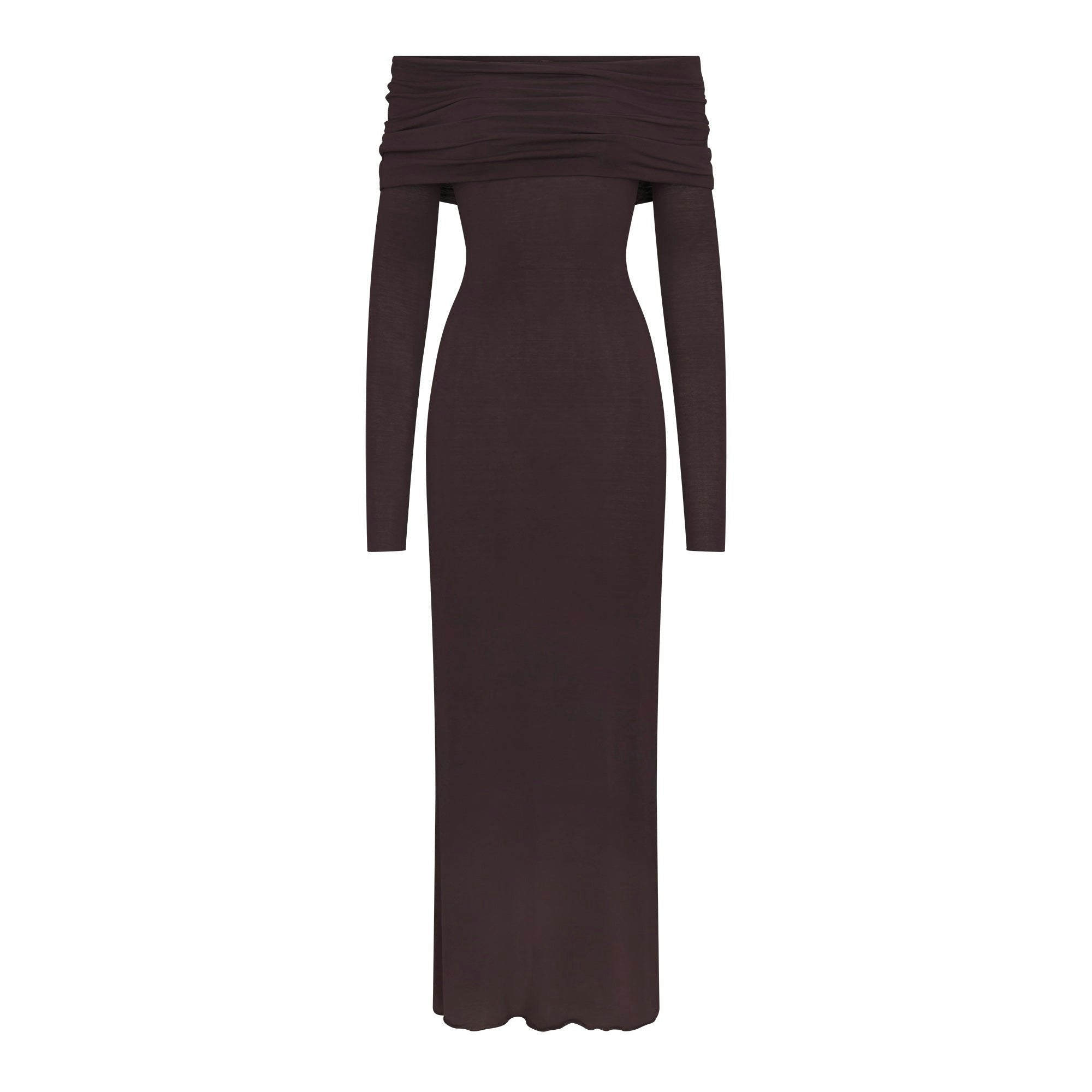 SHEER MODAL OFF THE SHOULDER LONG DRESS