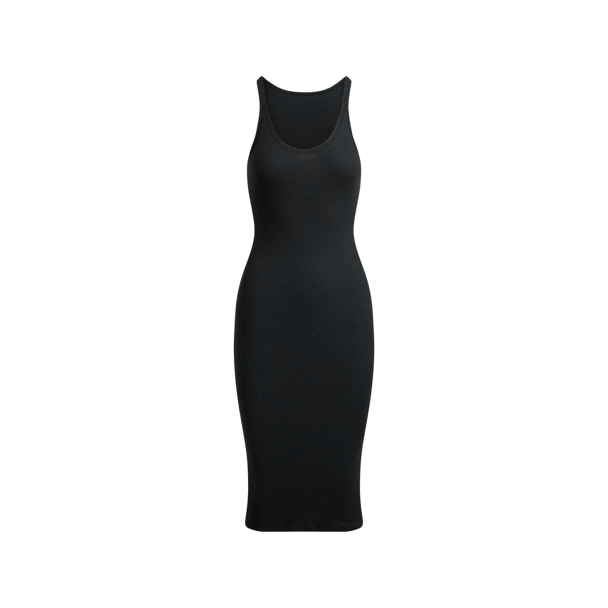 Skims Cotton Rib Tank Midi Dress Soot