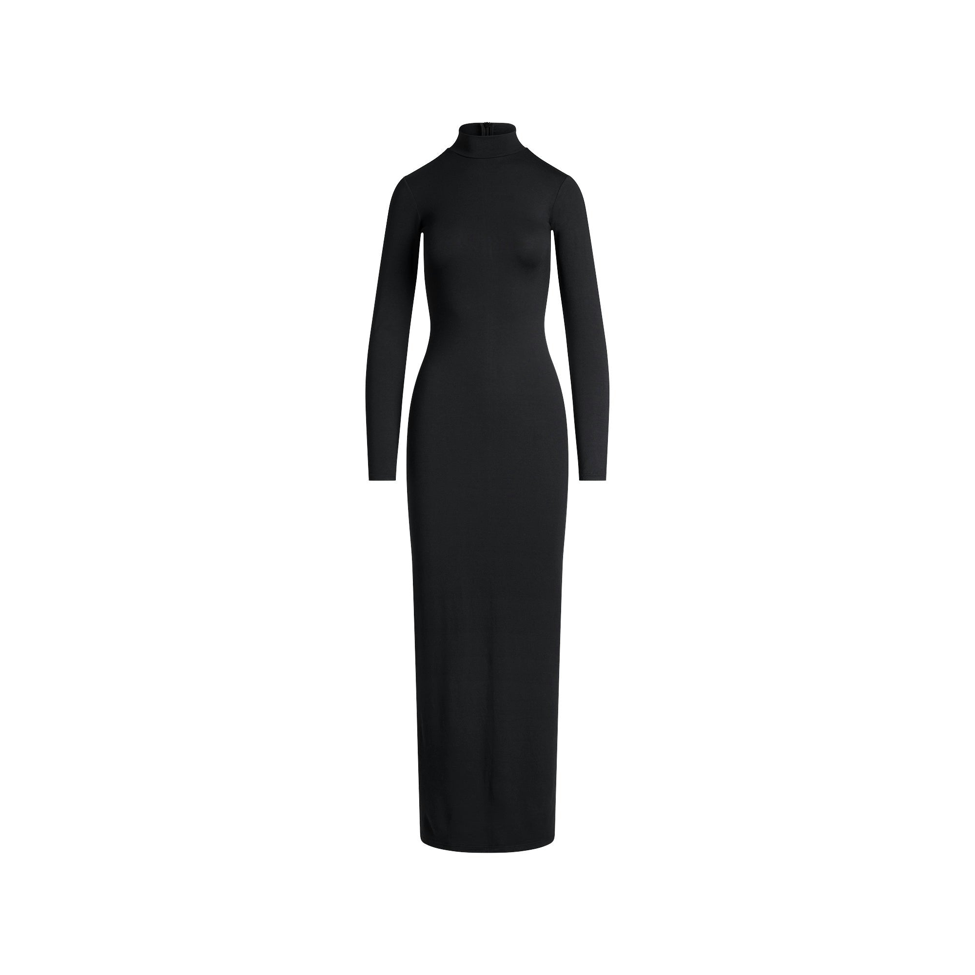 Skims Smooth Layers Turtleneck Long Dress Obsidian