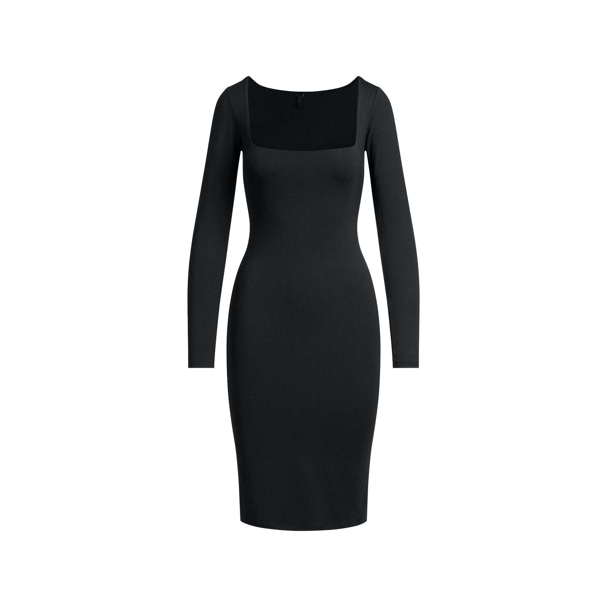 Skims Smooth Layers Square Neck Midi Dress Obsidian