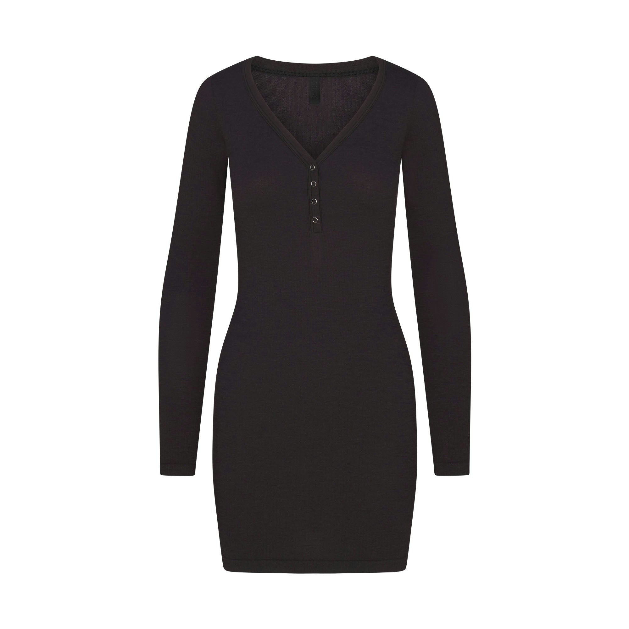 Skims Wool Rib Henley Dress Obsidian – Kicks Machine