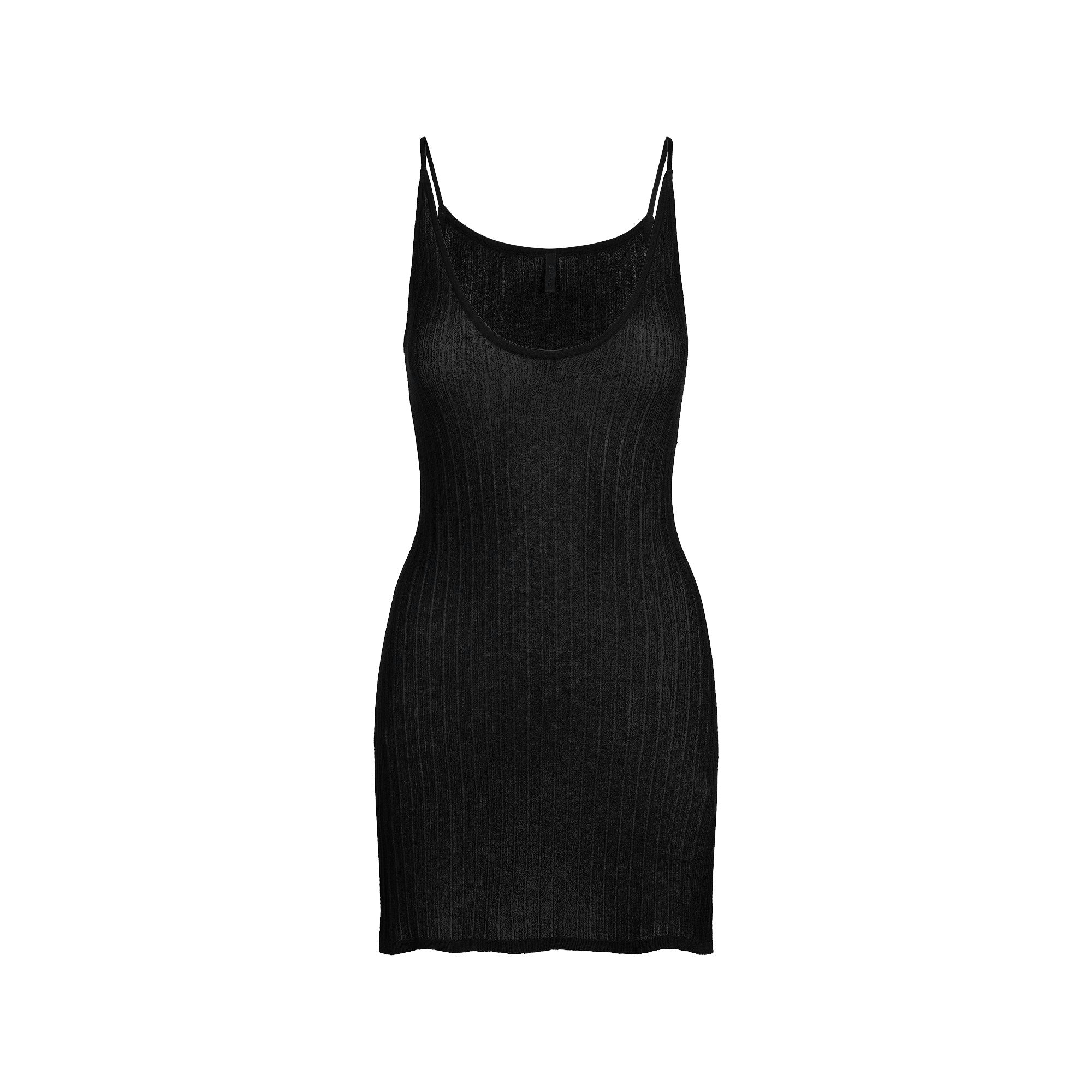 SHEER KNIT PLUNGE MINI DRESS