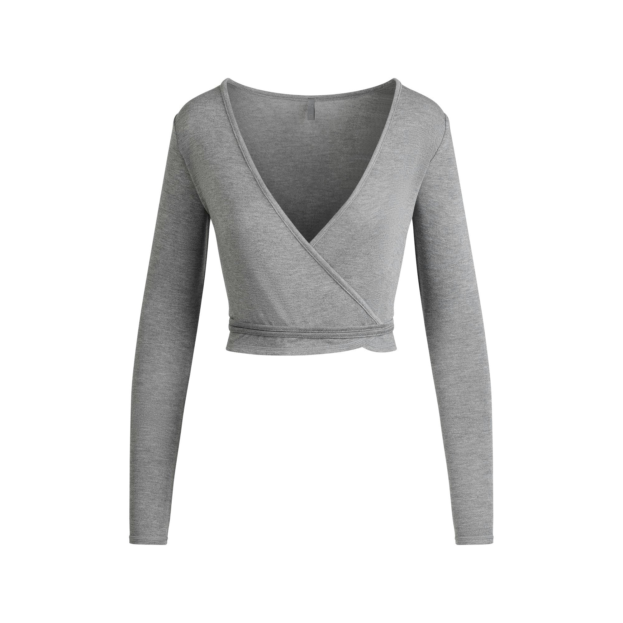 LIGHTWEIGHT MODAL LONG SLEEVE WRAP TOP
