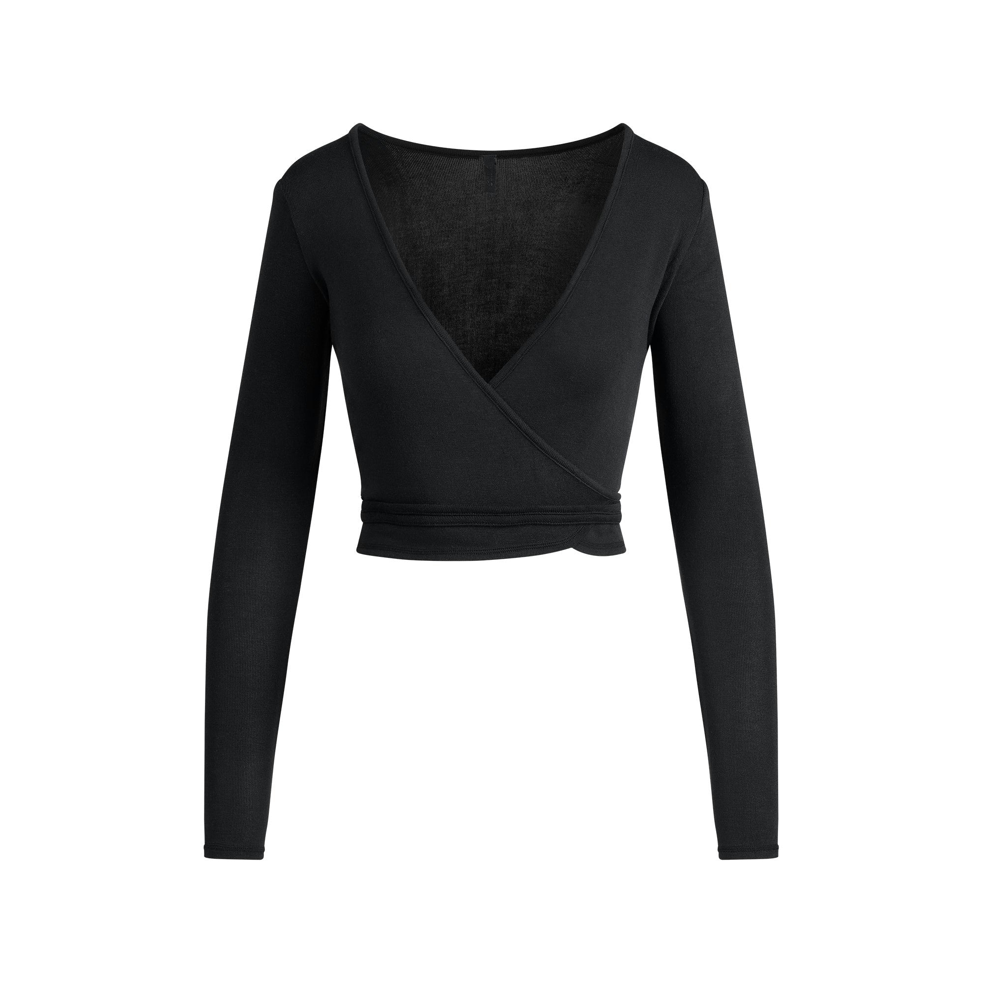 LIGHTWEIGHT MODAL LONG SLEEVE WRAP TOP