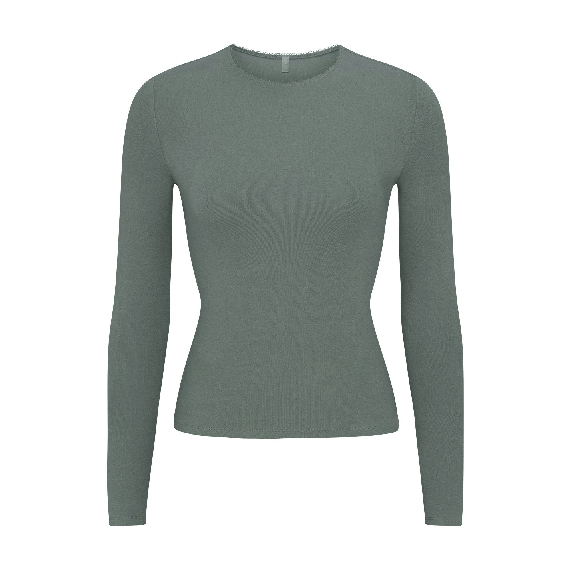 Skims Drop Needle Pointelle Long Sleeve Top Magnet