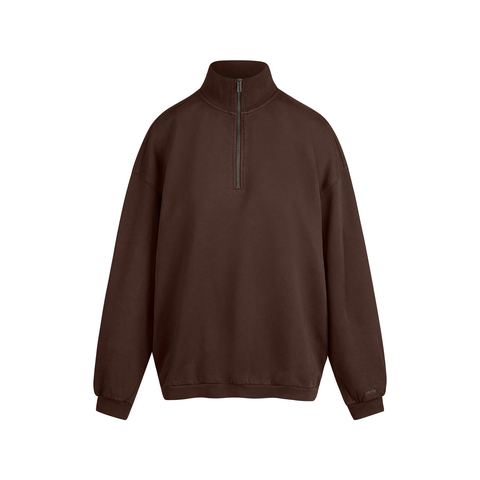 Skims Boyfriend Fleece Oversized Half Zip Espresso